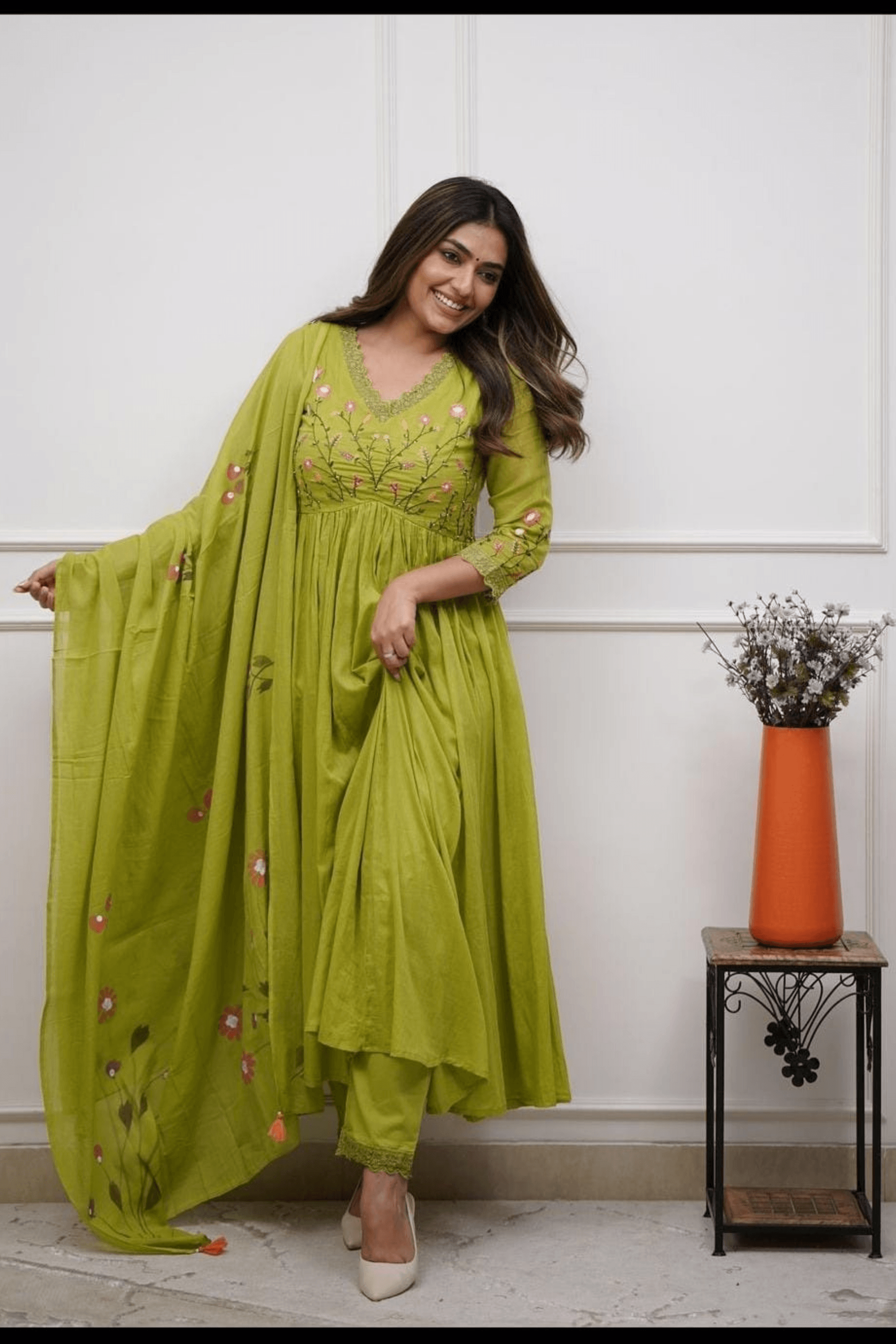 Anisha Cotton Neck embroidery Suit - Fasshion Hub india