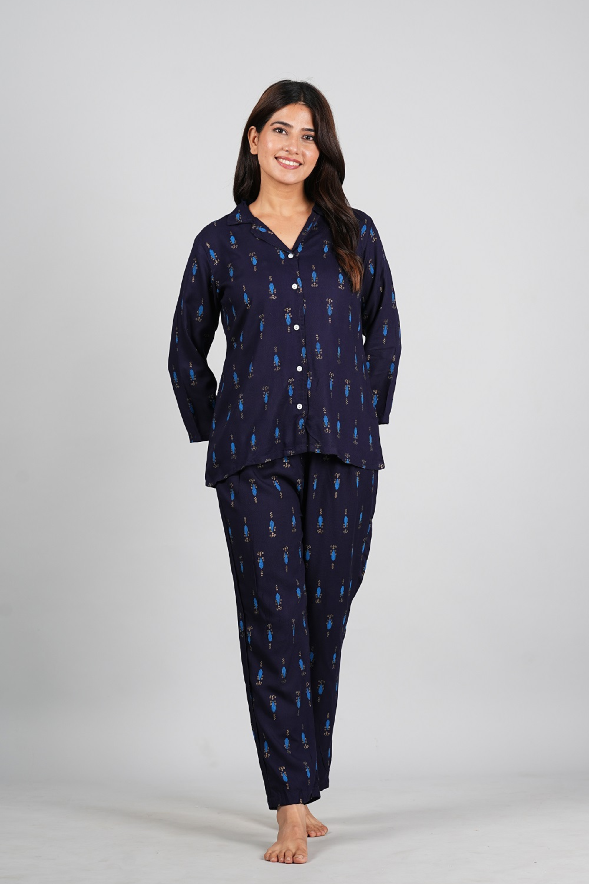 Printed Blue Night Suit - Fasshion Hub india