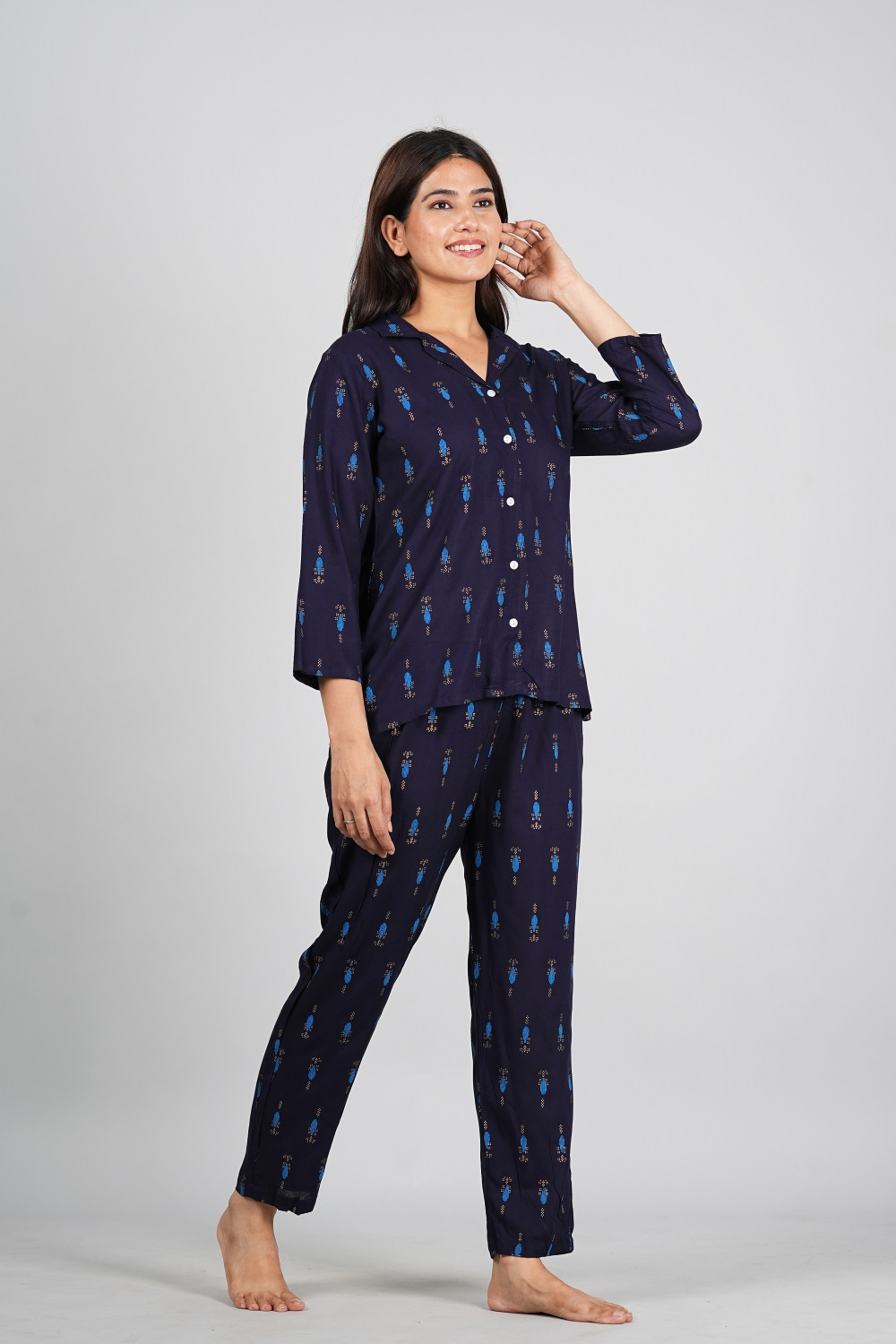 Printed Blue Night Suit - Fasshion Hub india