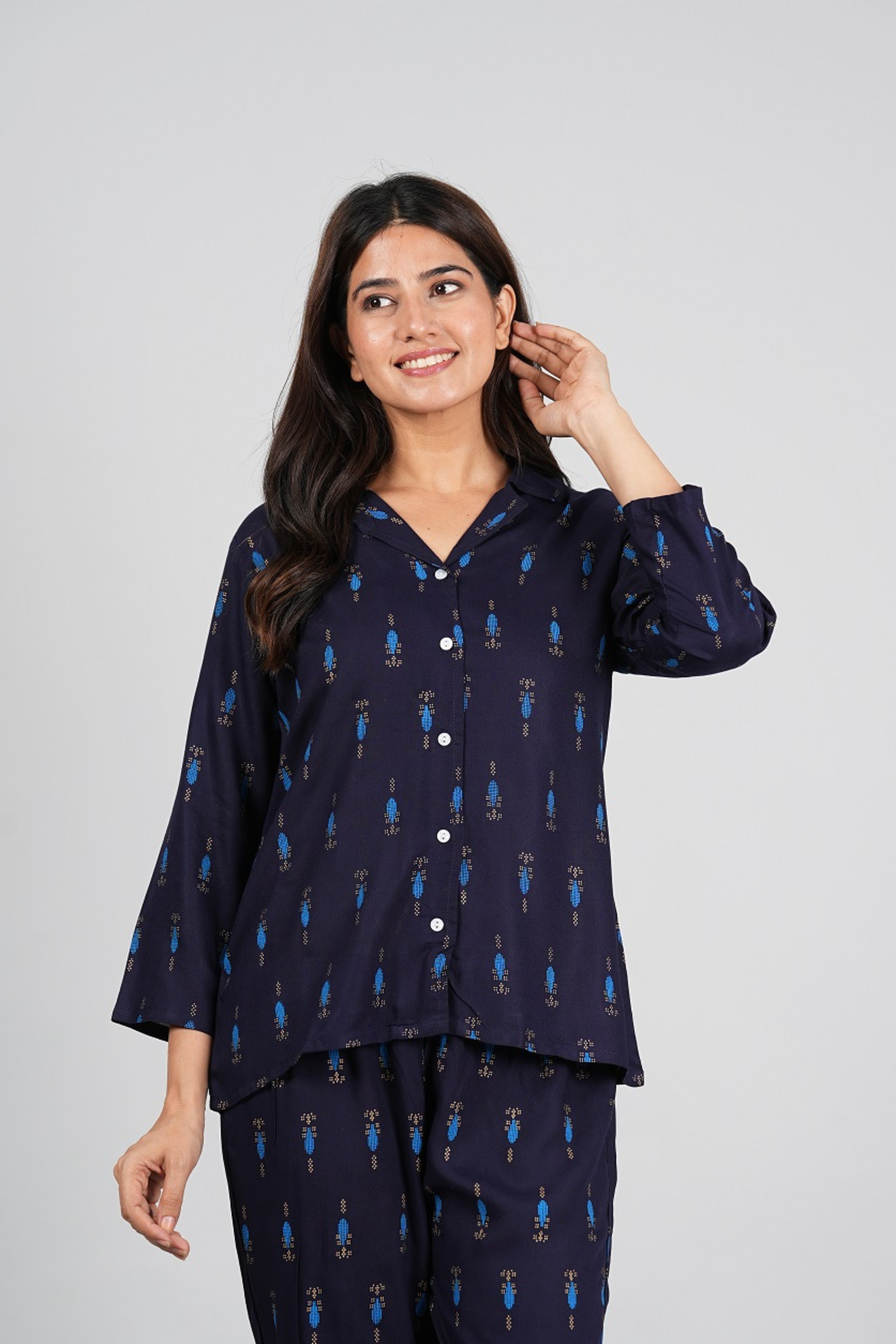 Printed Blue Night Suit - Fasshion Hub india
