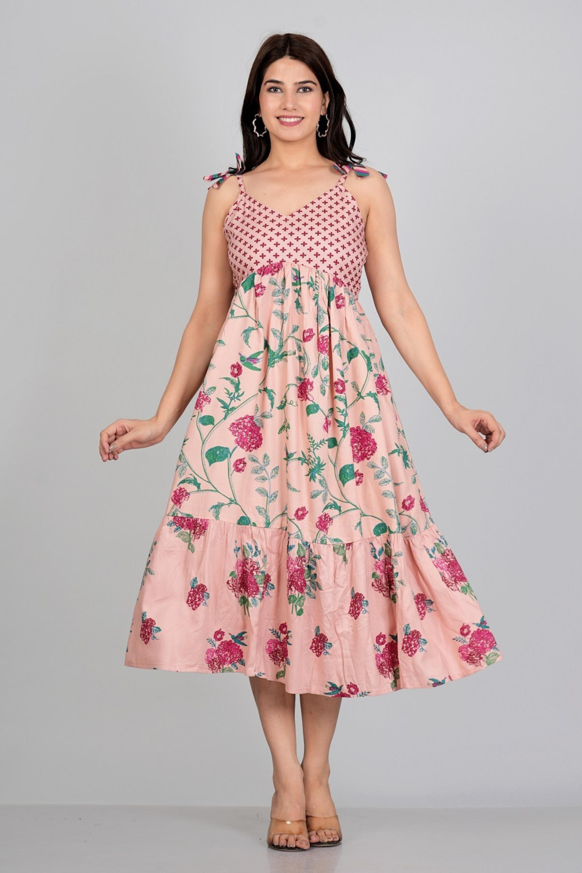 Beautiful Shoulder Strap Sleeveless Gown - Fasshion Hub india