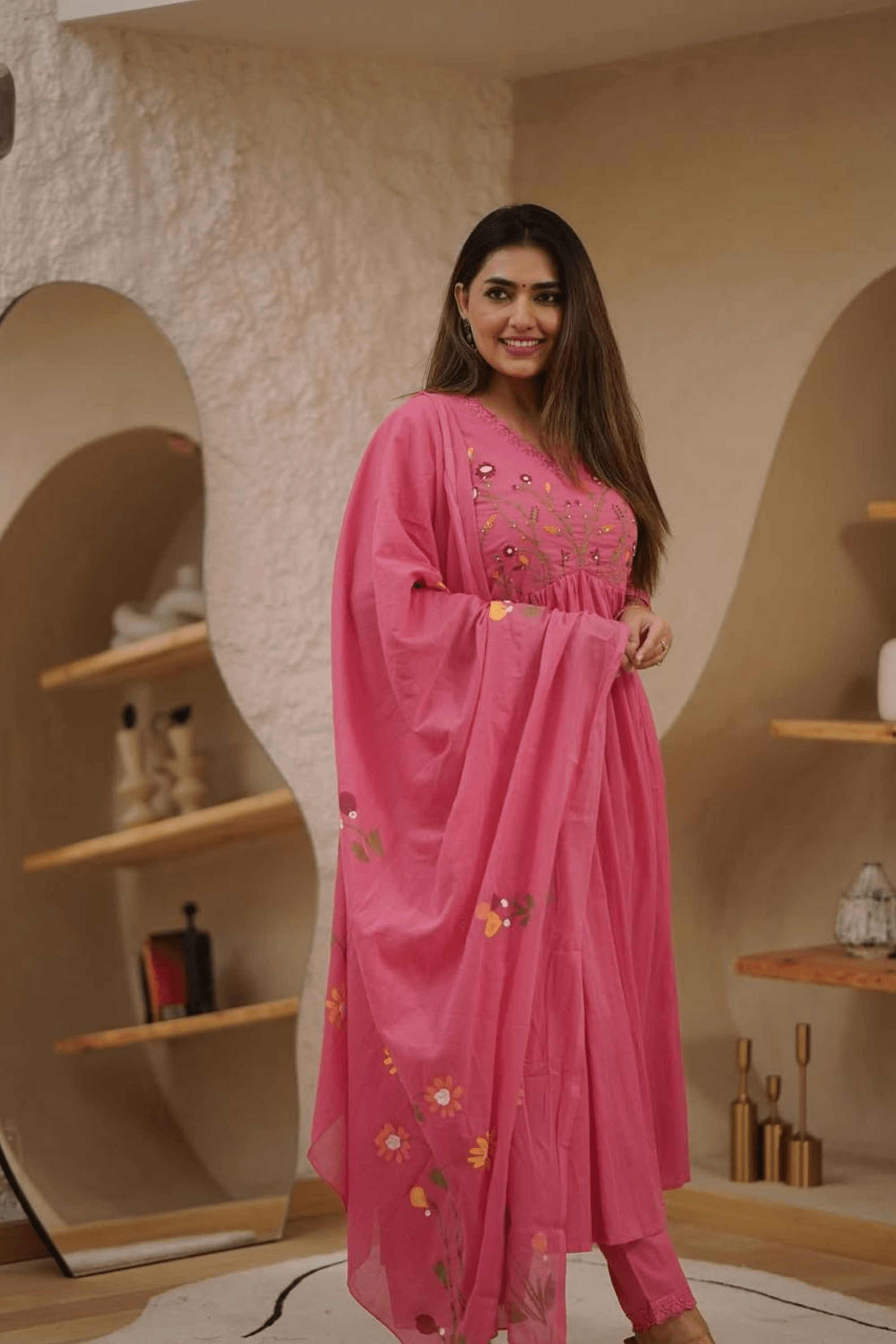 Anisha Cotton Neck embroidery Suit - Fasshion Hub india