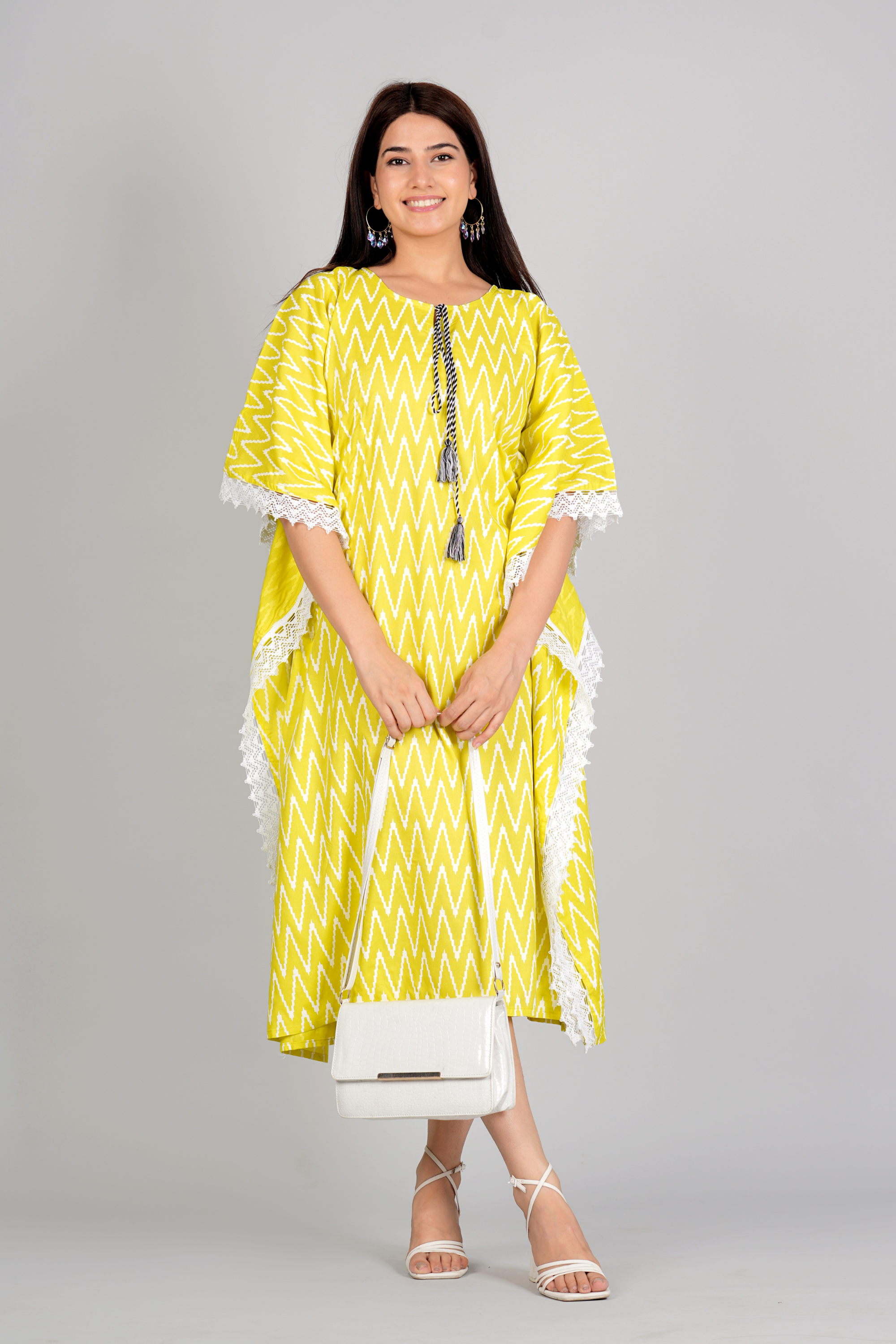 Elegant Yellow Kaftan Dress - Fasshion Hub india