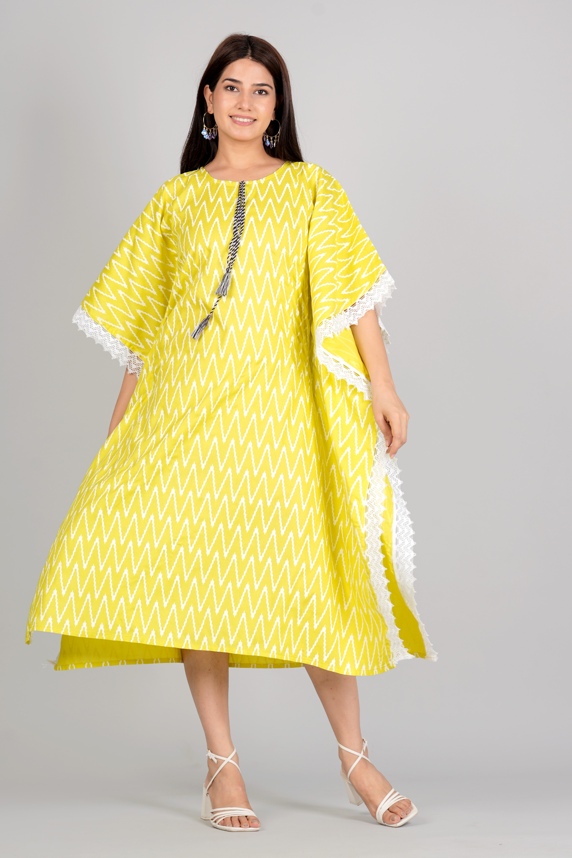 Elegant Yellow Kaftan Dress - Fasshion Hub india