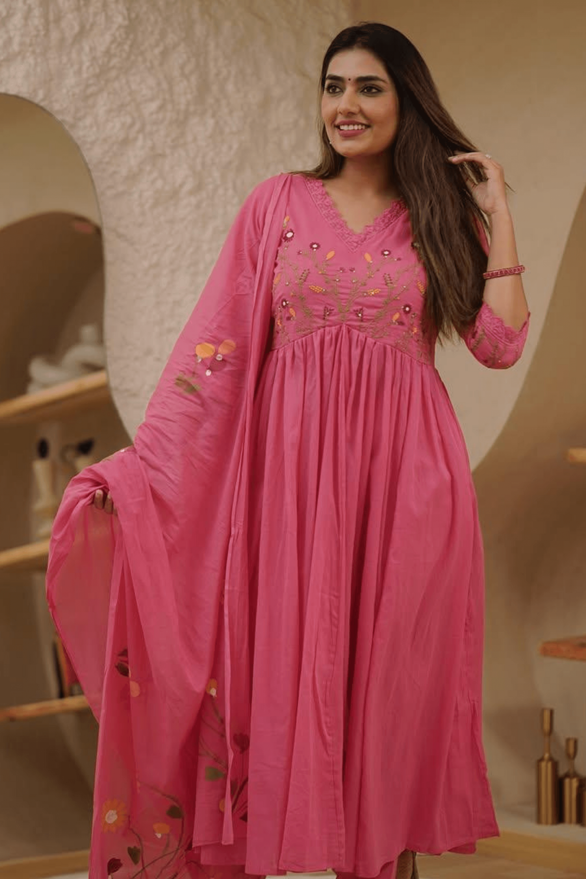 Anisha Cotton Neck embroidery Suit - Fasshion Hub india