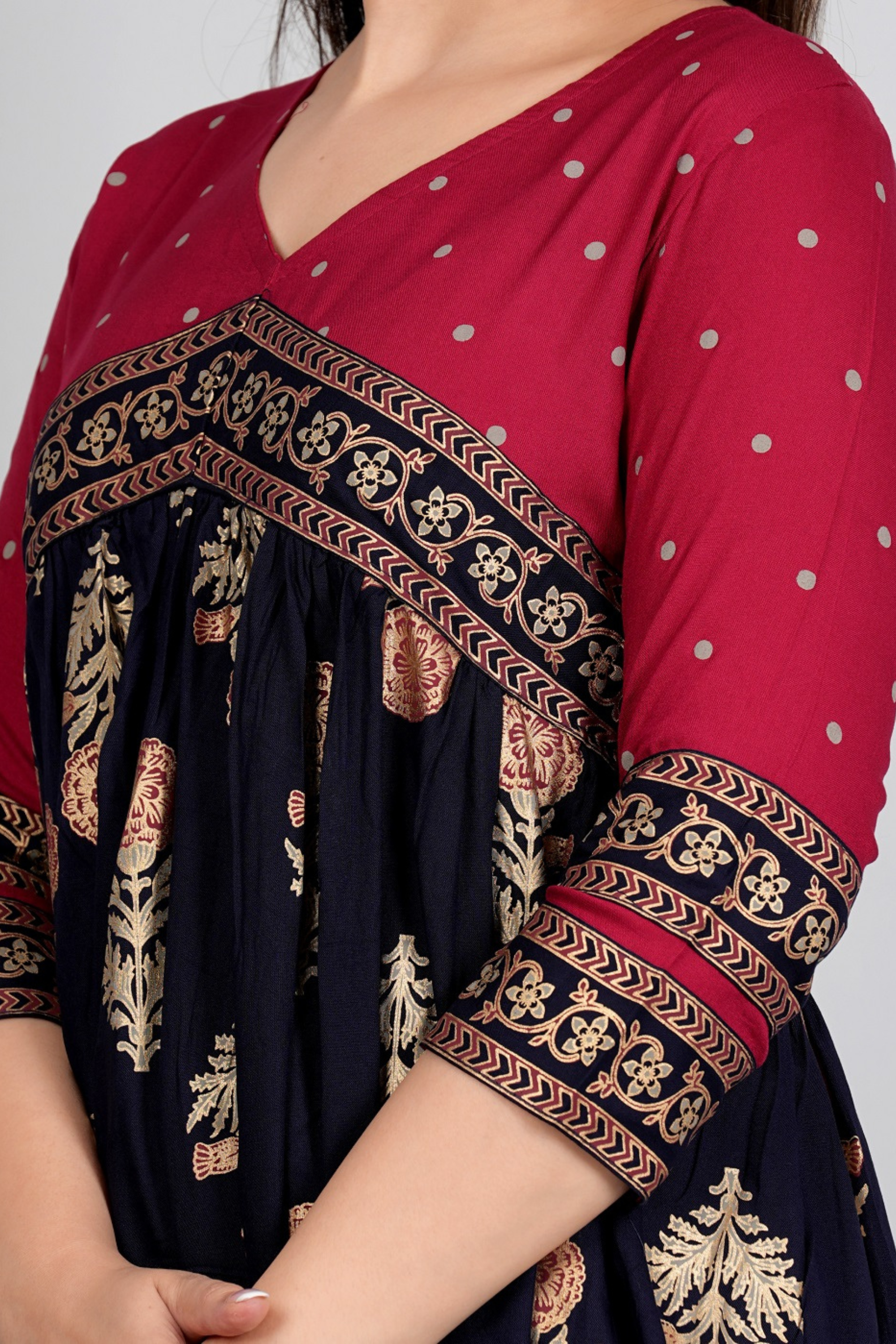 Aliya cut foil print gown - Fasshion Hub india