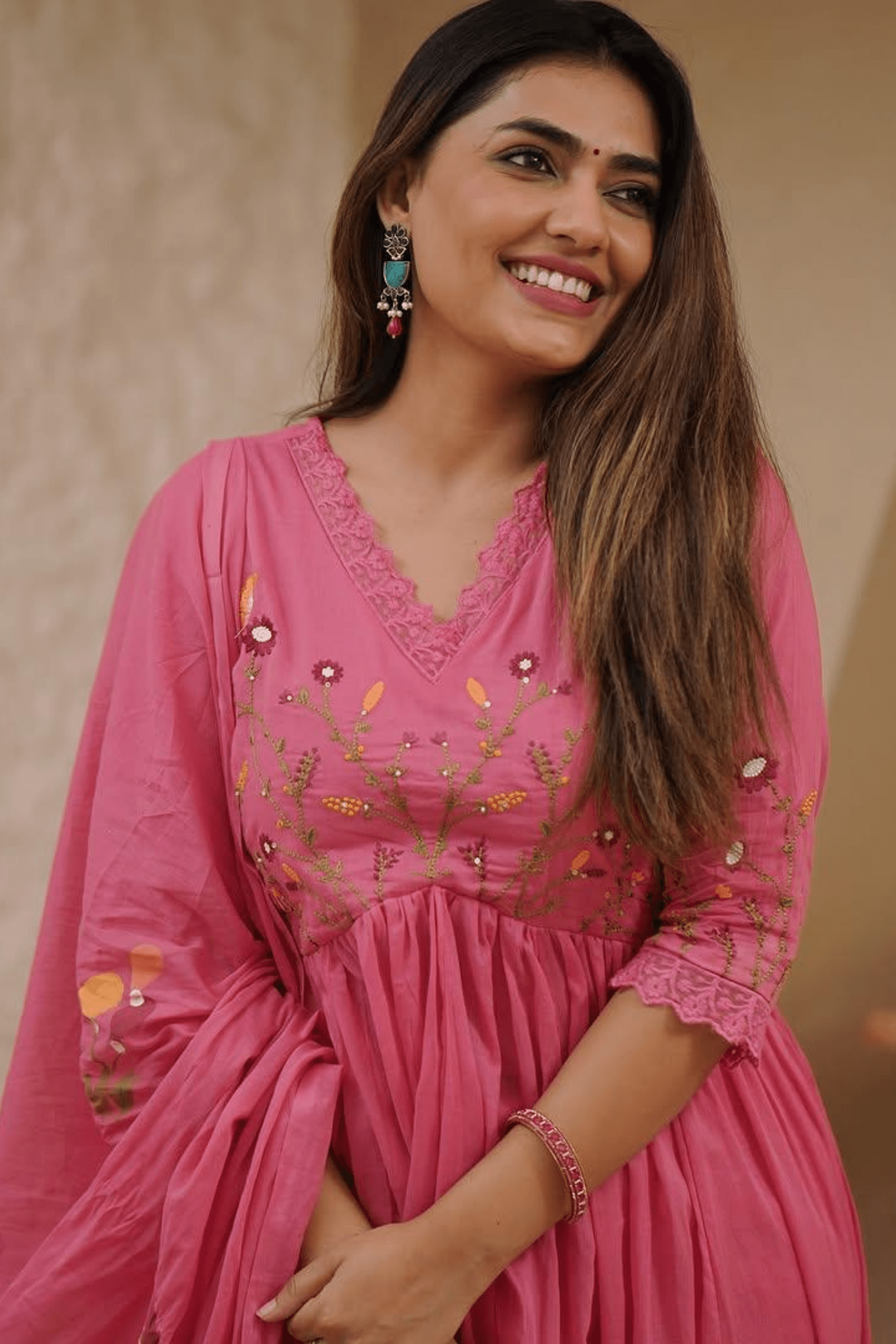 Anisha Cotton Neck embroidery Suit - Fasshion Hub india