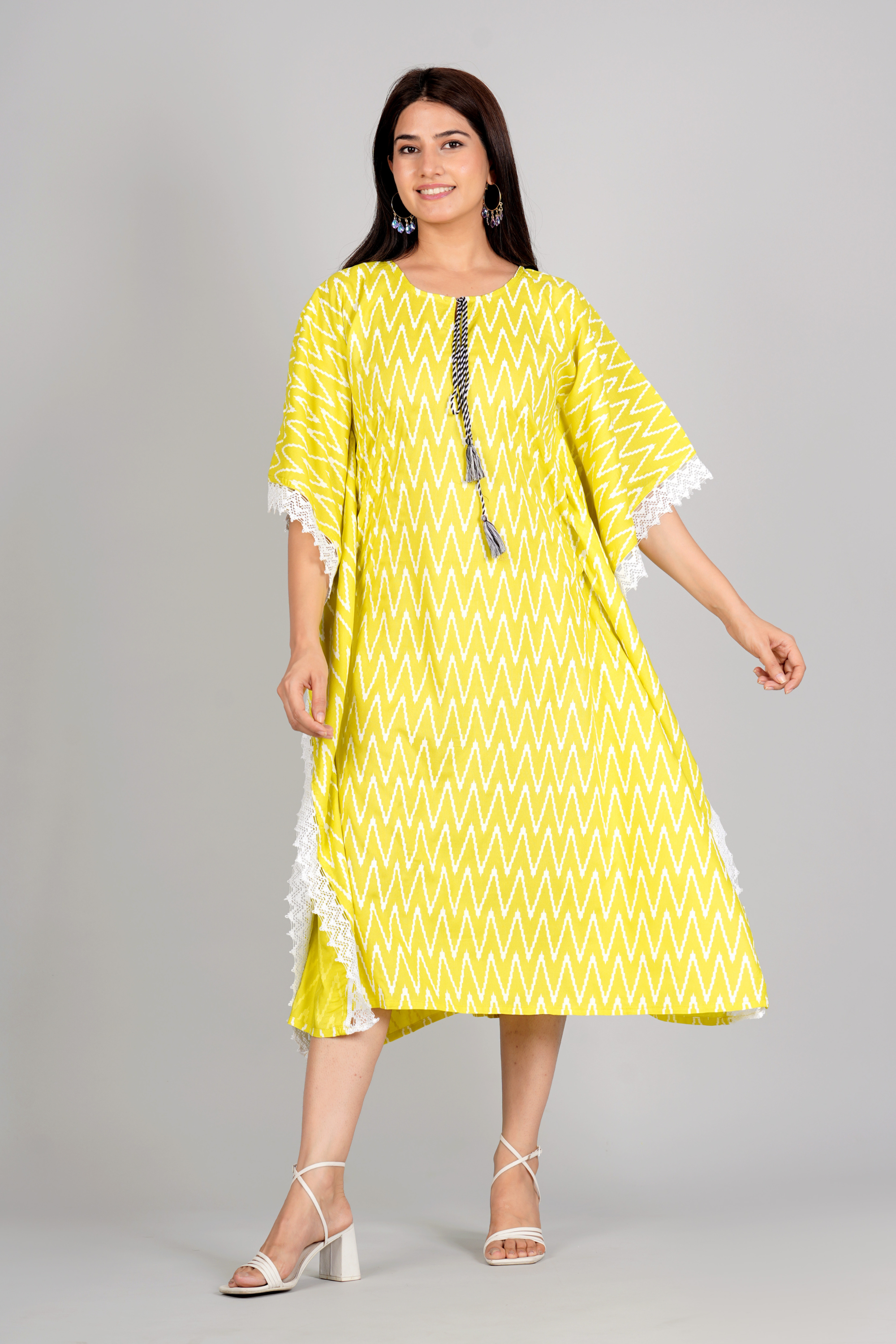 Elegant Yellow Kaftan Dress - Fasshion Hub india