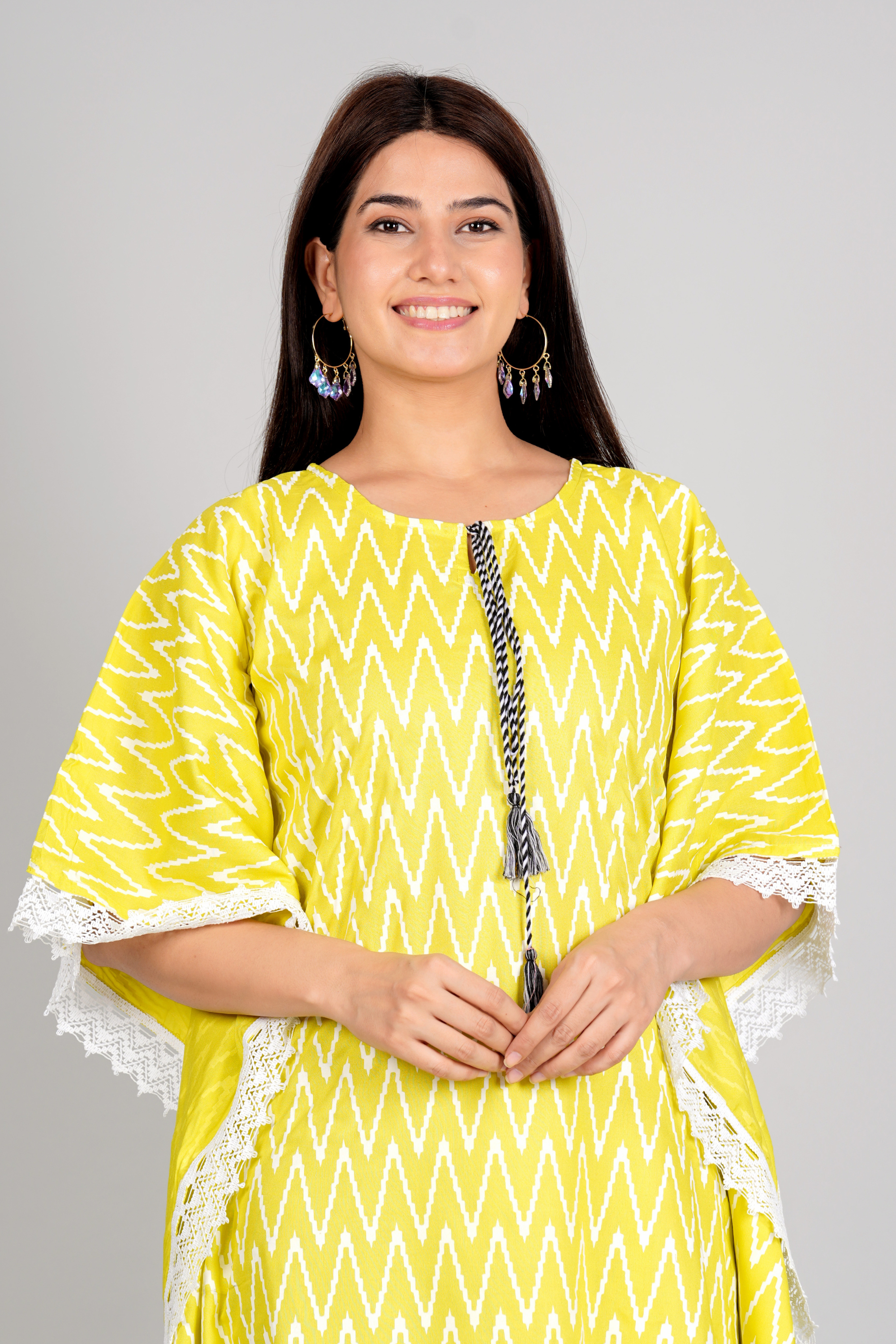 Elegant Yellow Kaftan Dress - Fasshion Hub india