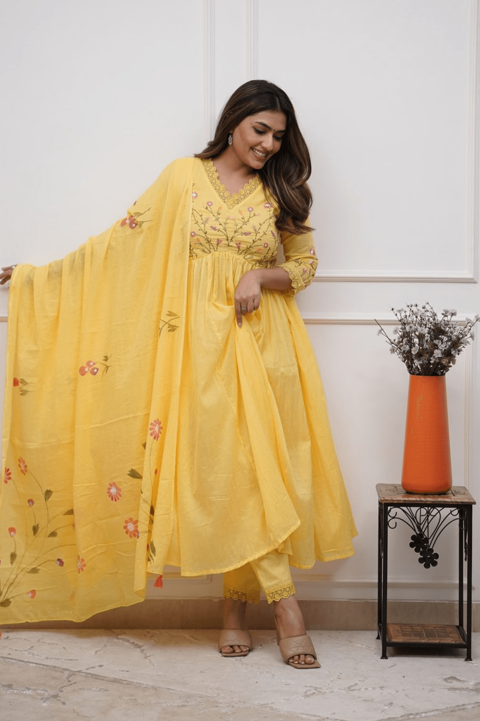 Anisha Cotton Neck embroidery Suit - Fasshion Hub india
