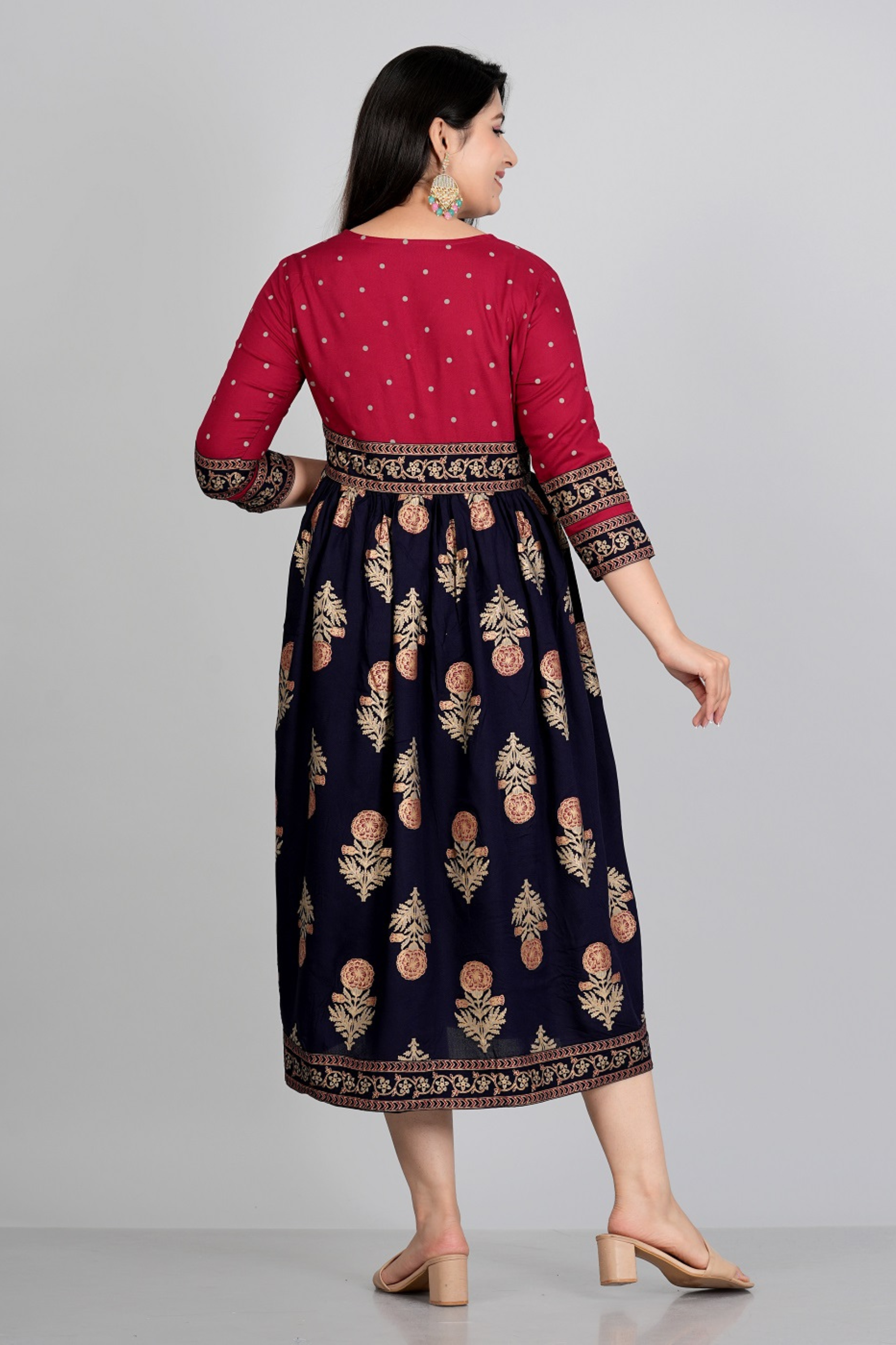 Aliya cut foil print gown - Fasshion Hub india