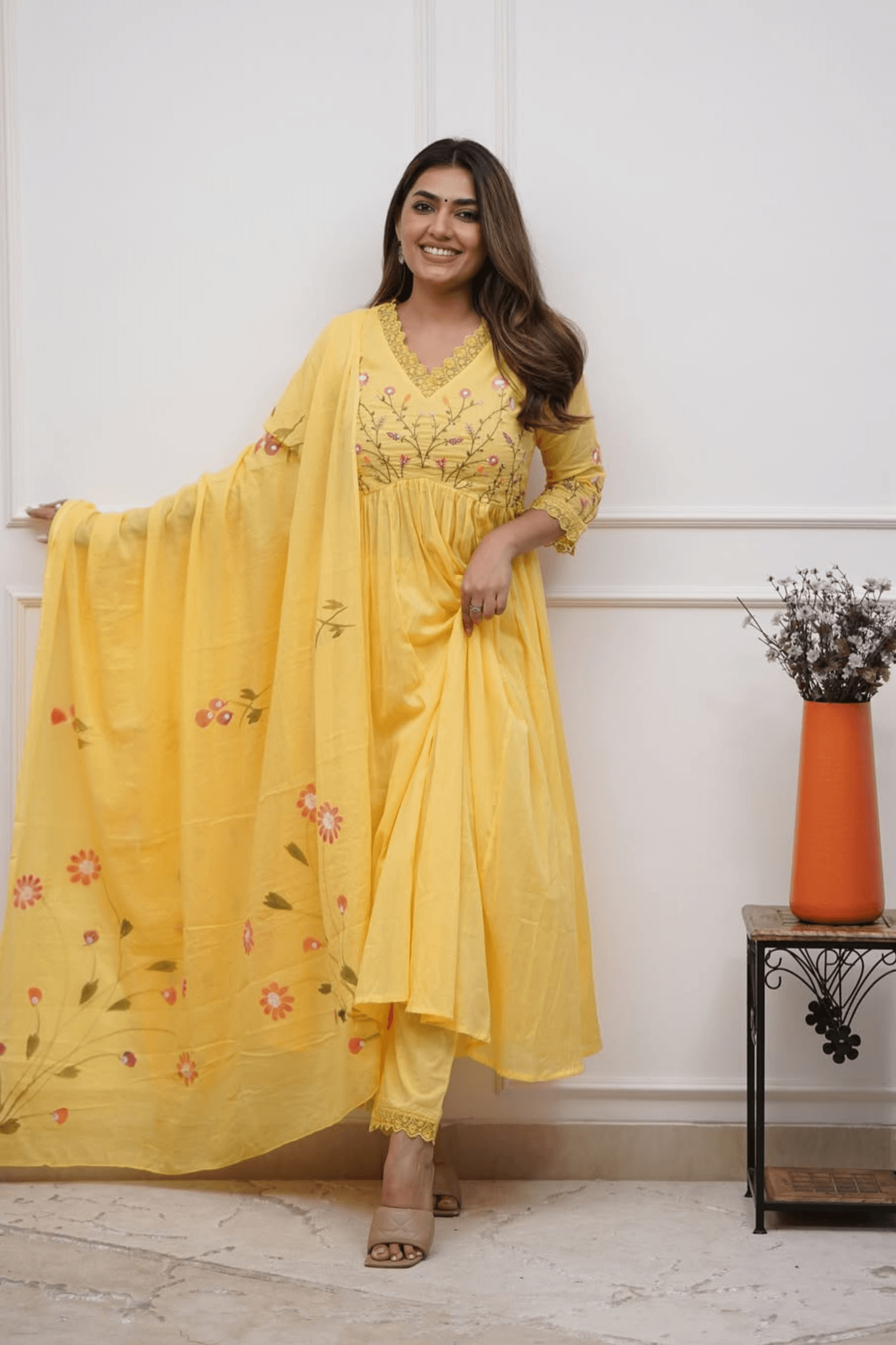 Anisha Cotton Neck embroidery Suit - Fasshion Hub india