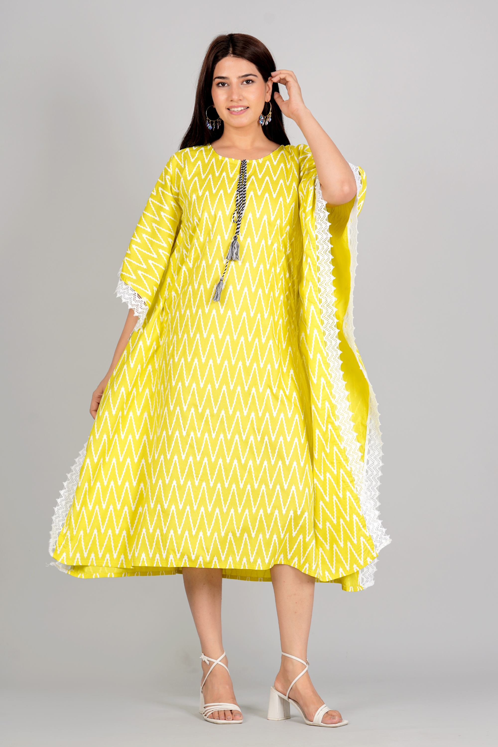 Elegant Yellow Kaftan Dress - Fasshion Hub india
