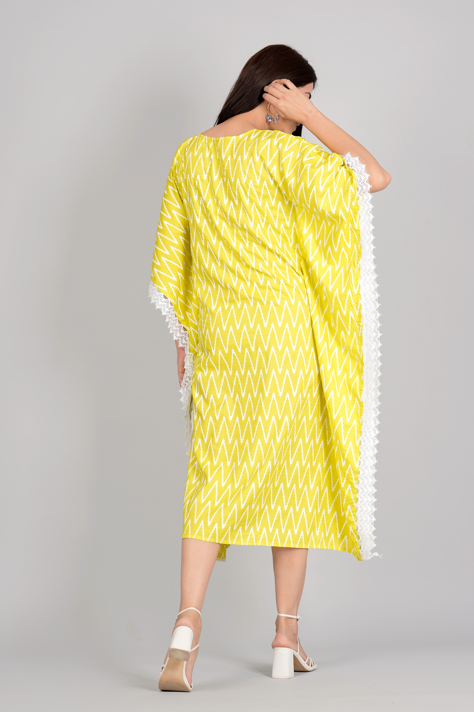 Elegant Yellow Kaftan Dress - Fasshion Hub india