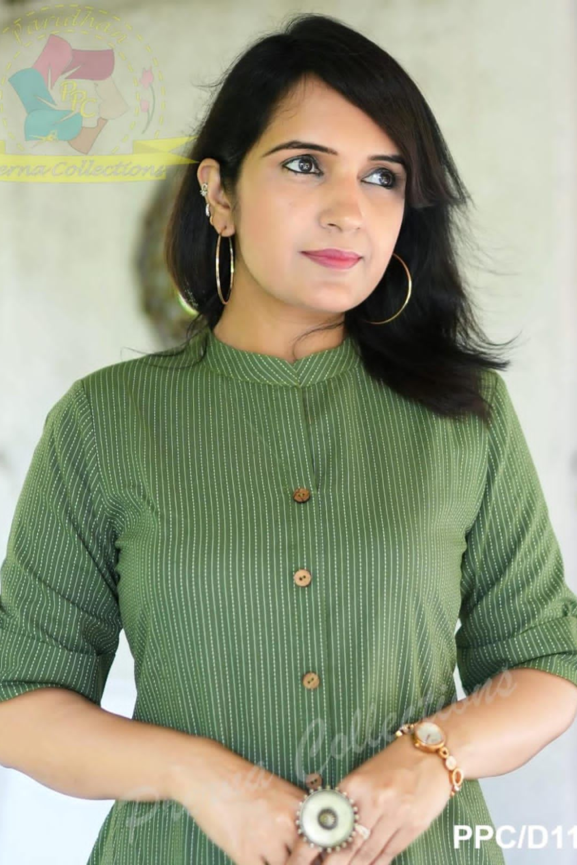 Green Cotton Katha Kurta With Palazzo - Fasshion Hub india