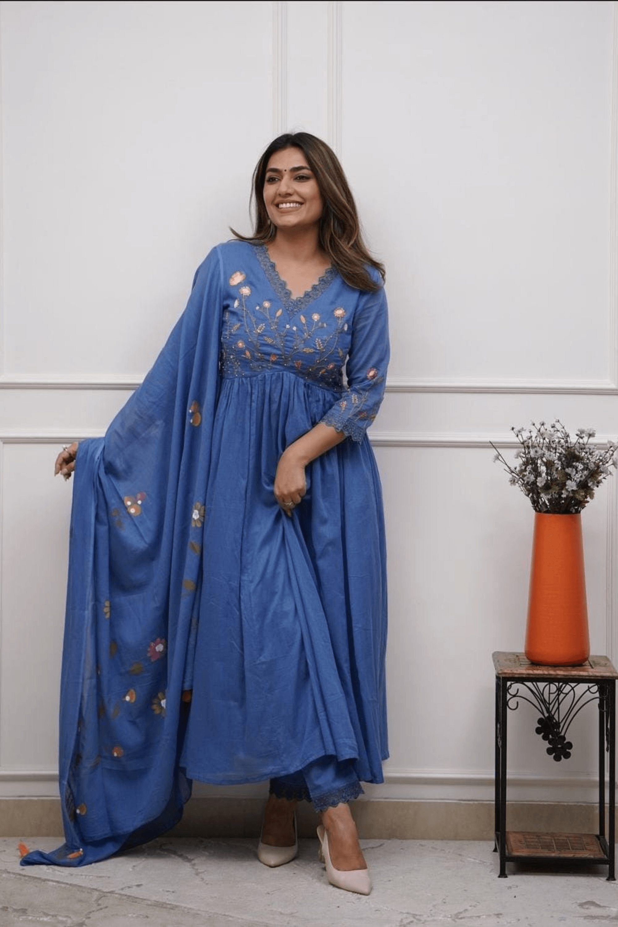 Anisha Cotton Neck embroidery Suit - Fasshion Hub india