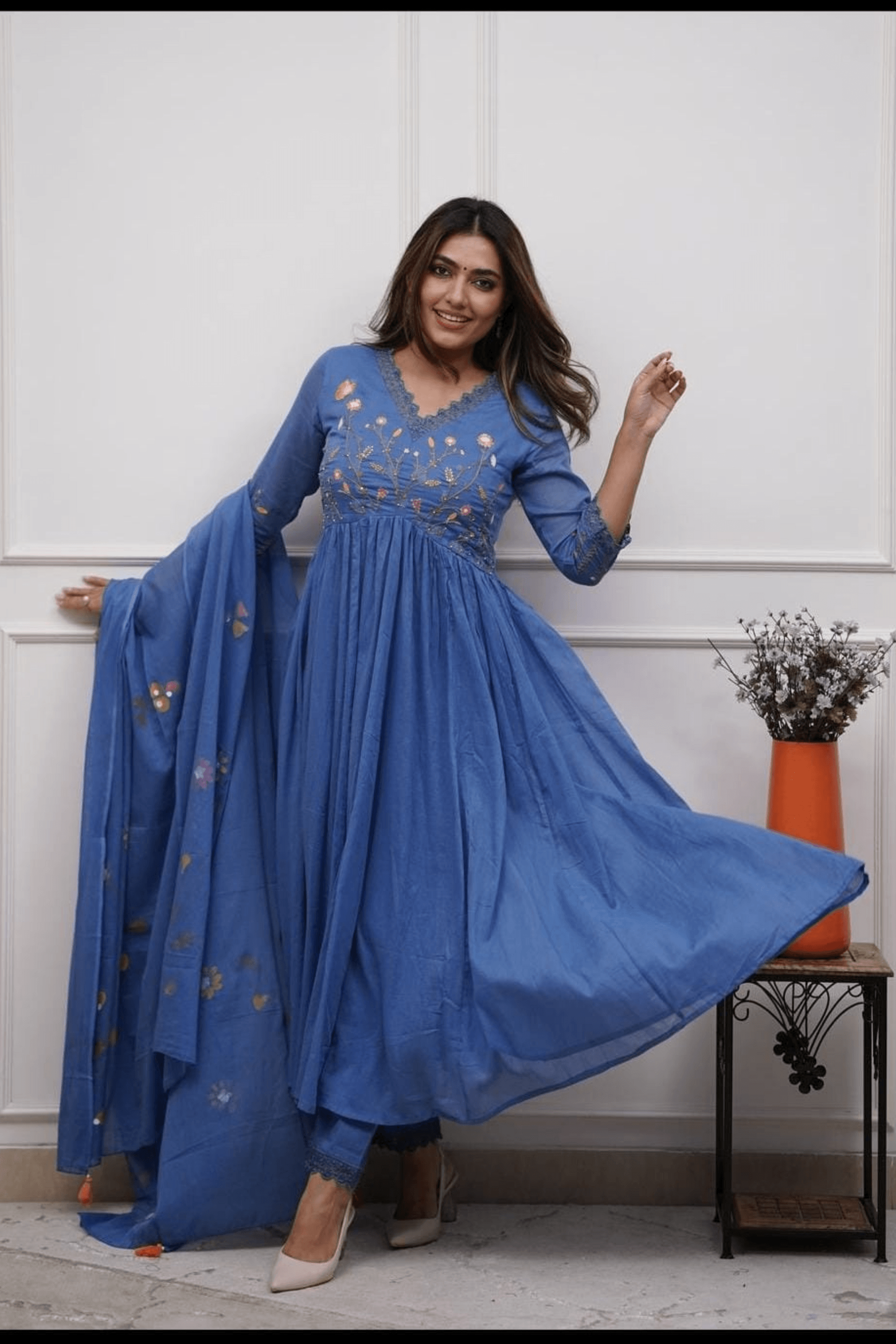 Anisha Cotton Neck embroidery Suit - Fasshion Hub india