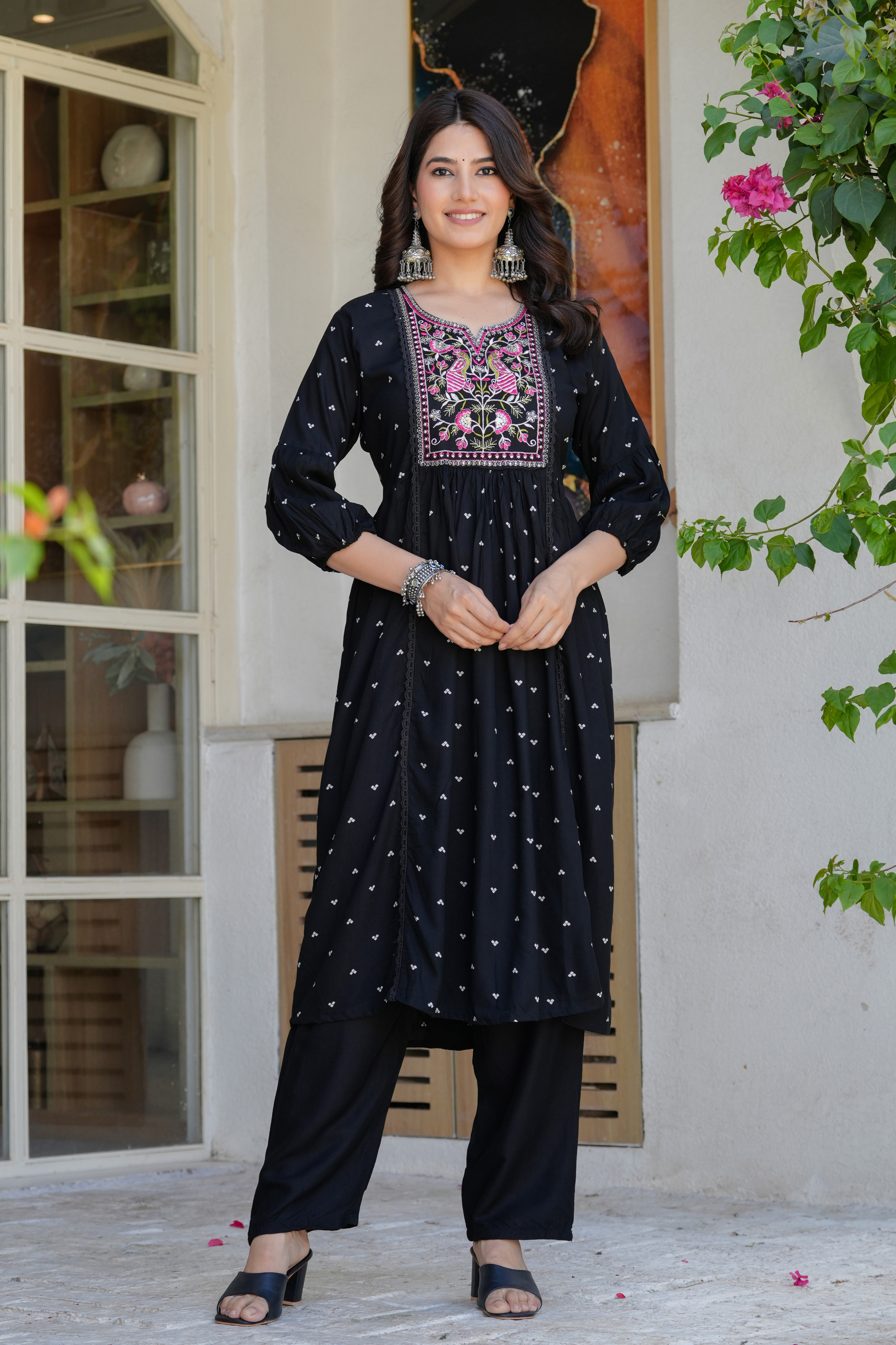 Neck Embroidered Kurta Set - Fasshion Hub india