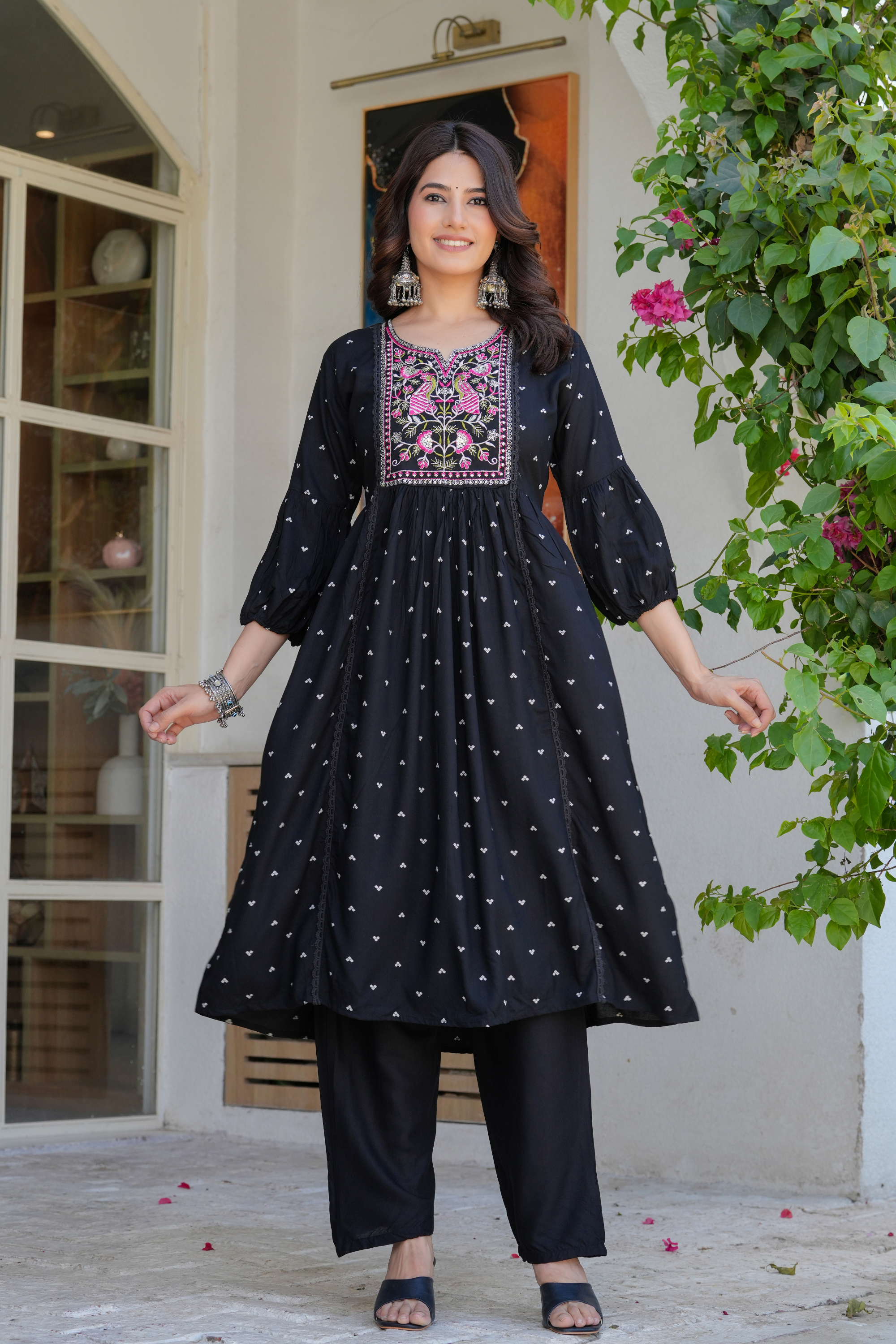 Neck Embroidered Kurta Set - Fasshion Hub india