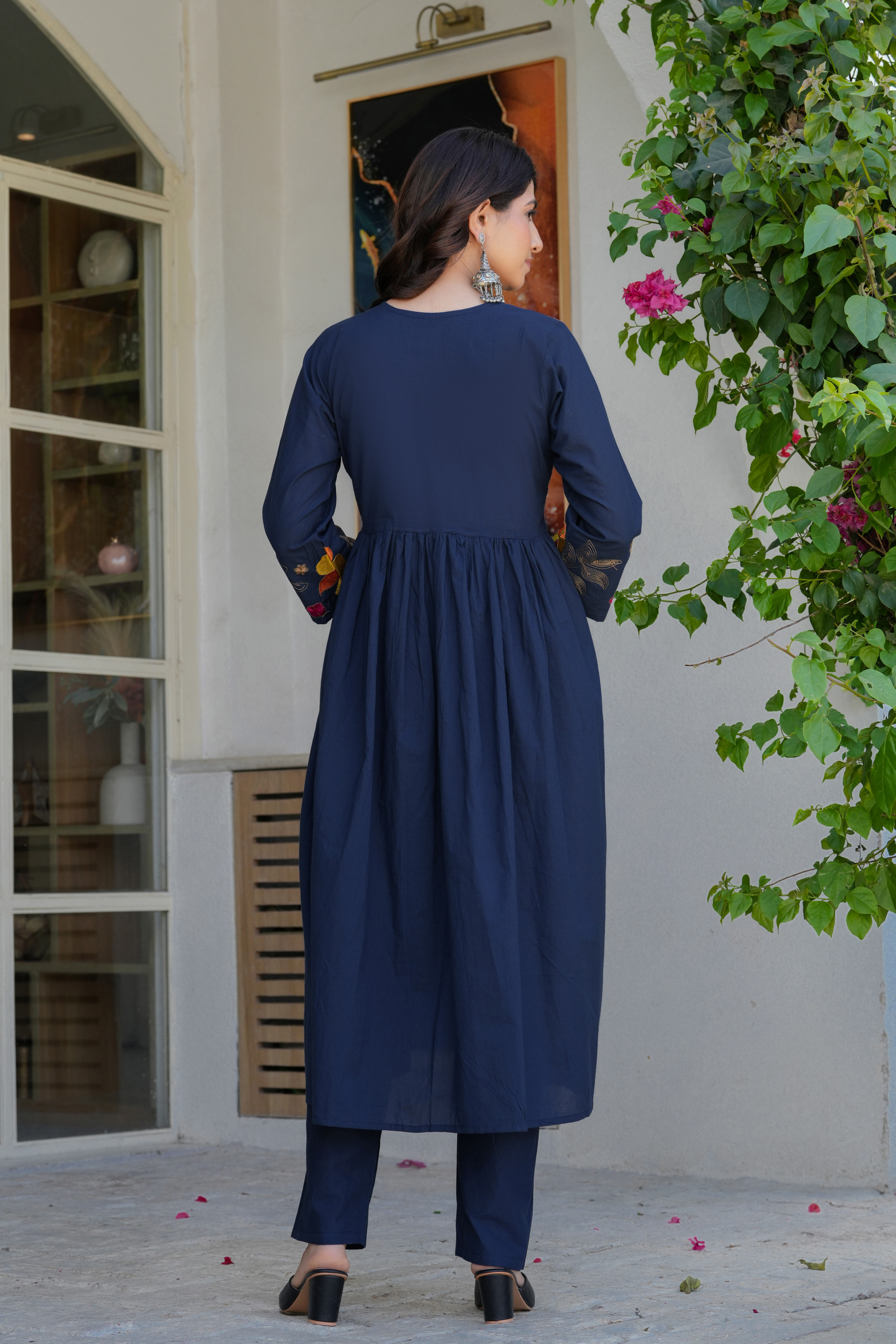 Elegant Flower Embroidery Suit With Heavy Dupatta - Fasshion Hub india