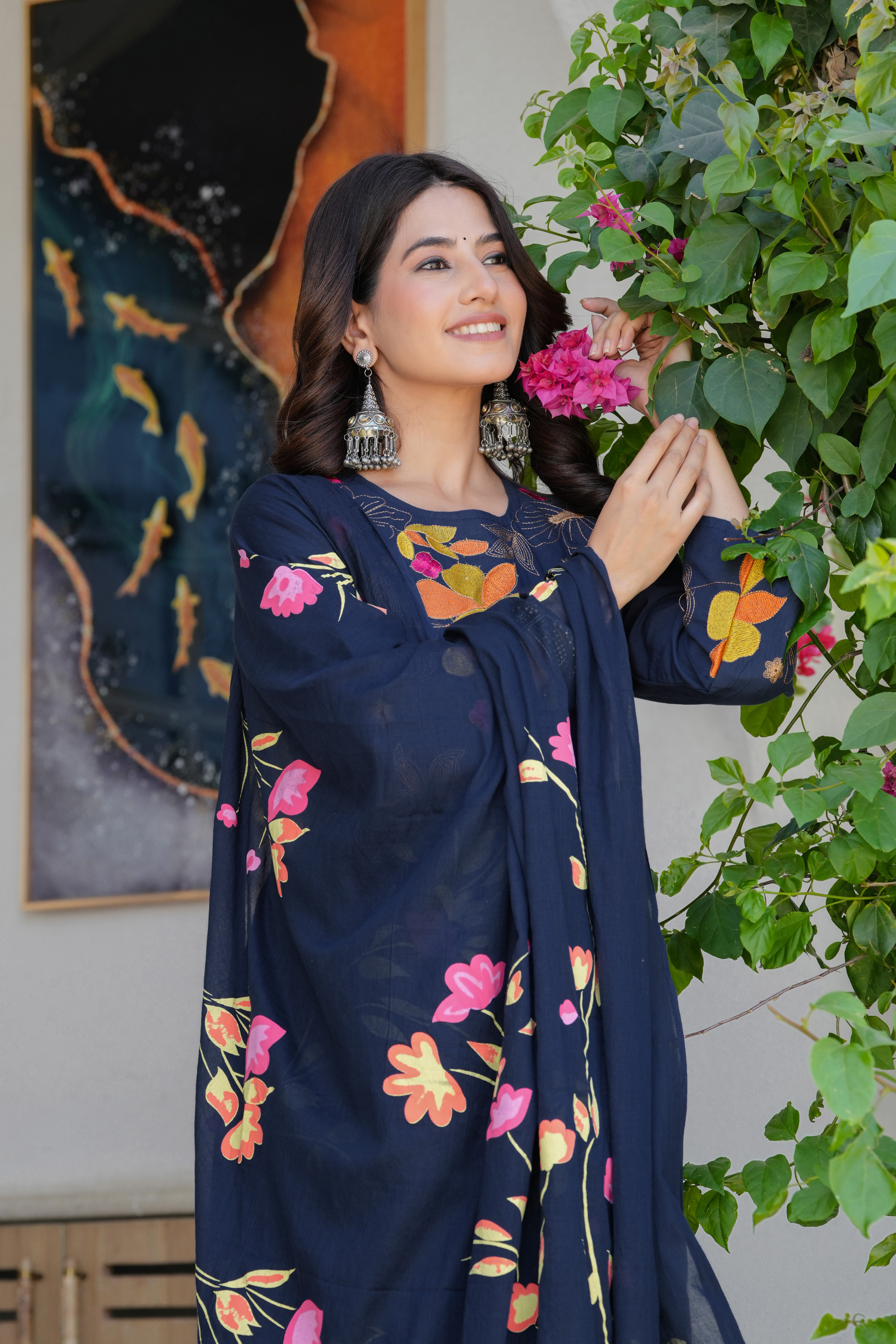 Elegant Flower Embroidery Suit With Heavy Dupatta - Fasshion Hub india
