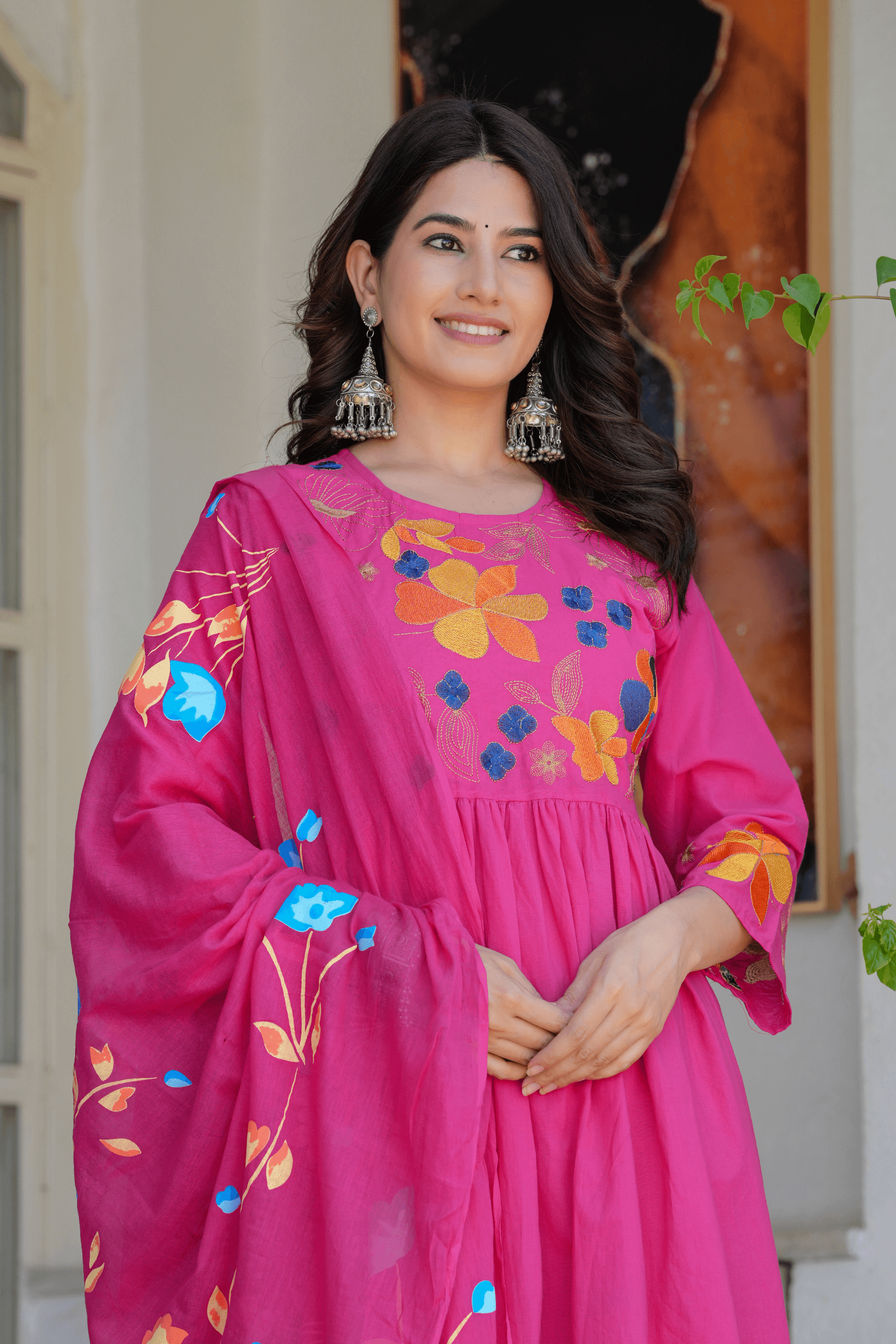 Elegant Flower Embroidery Suit With Heavy Dupatta - Fasshion Hub india