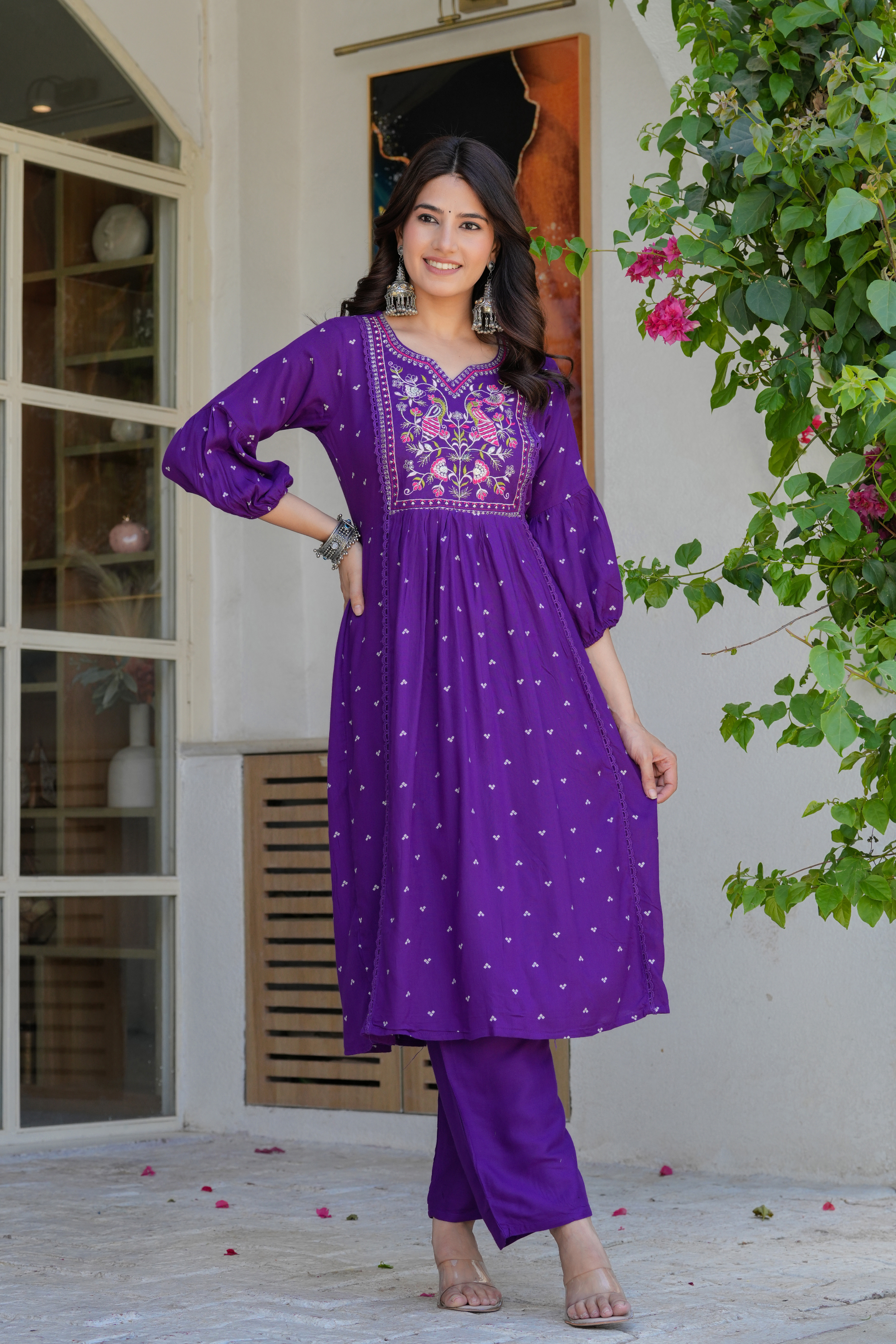 Neck Embroidered Kurta Set - Fasshion Hub india