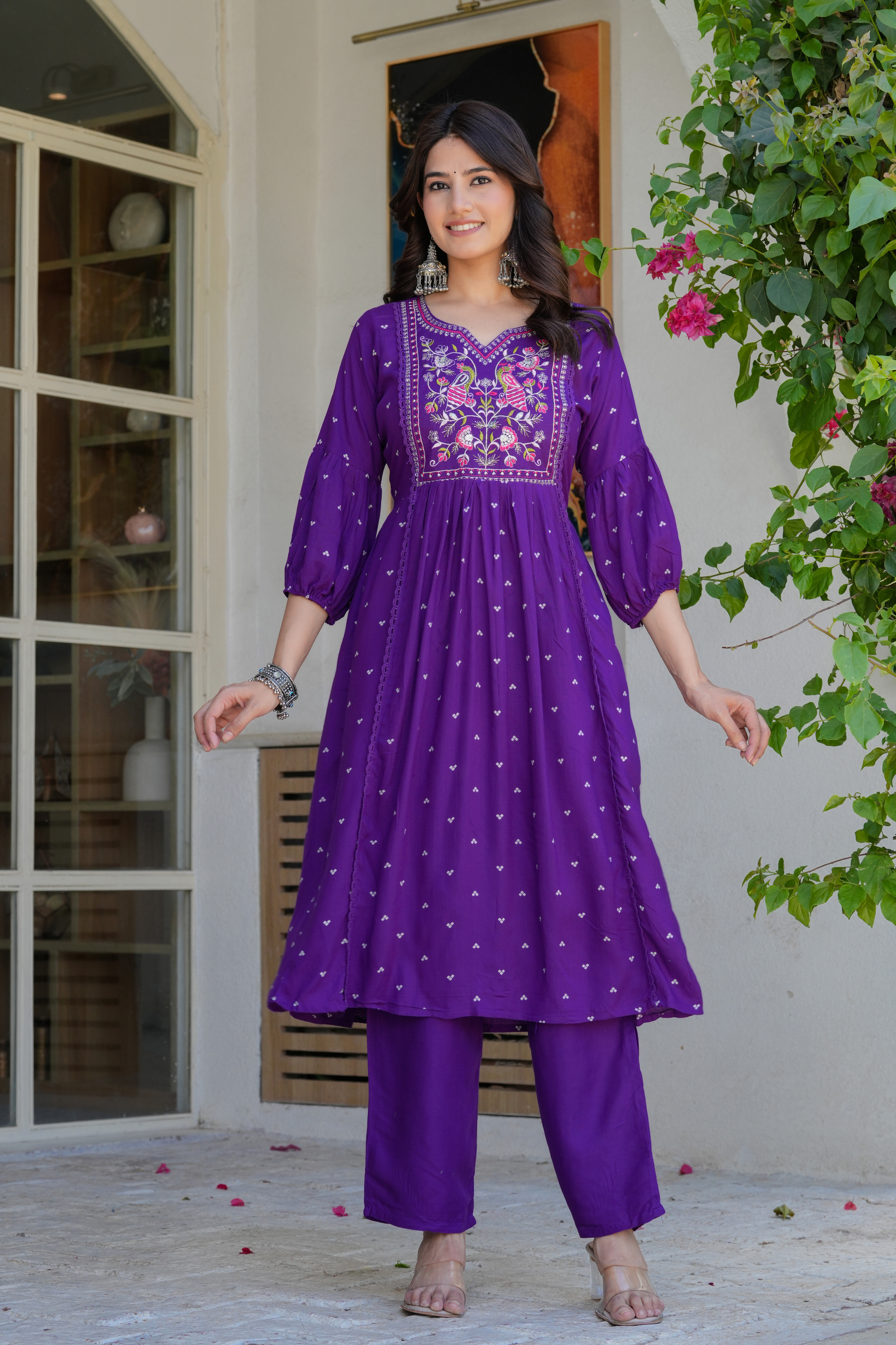 Neck Embroidered Kurta Set - Fasshion Hub india