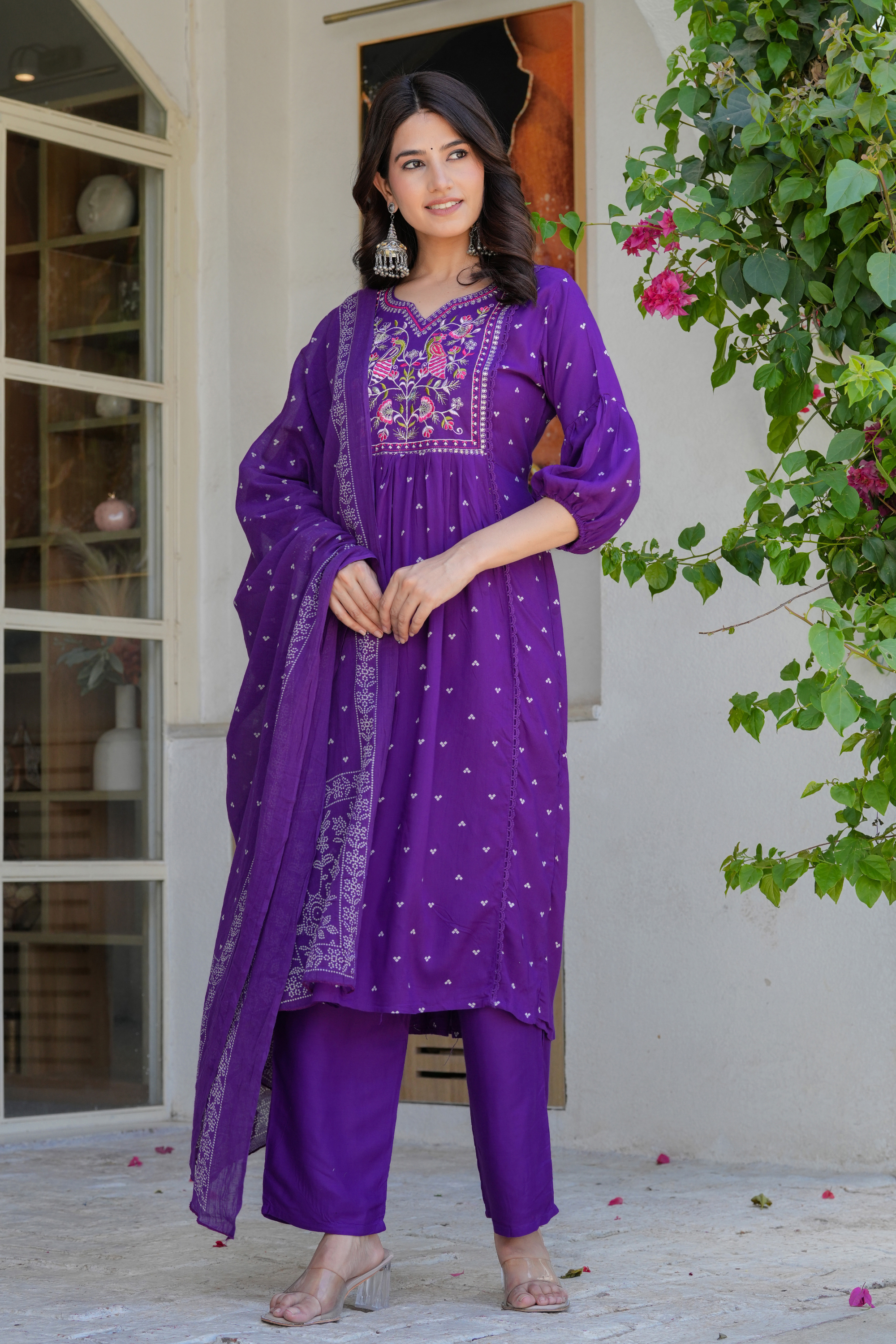 Neck Embroidered Kurta Set - Fasshion Hub india