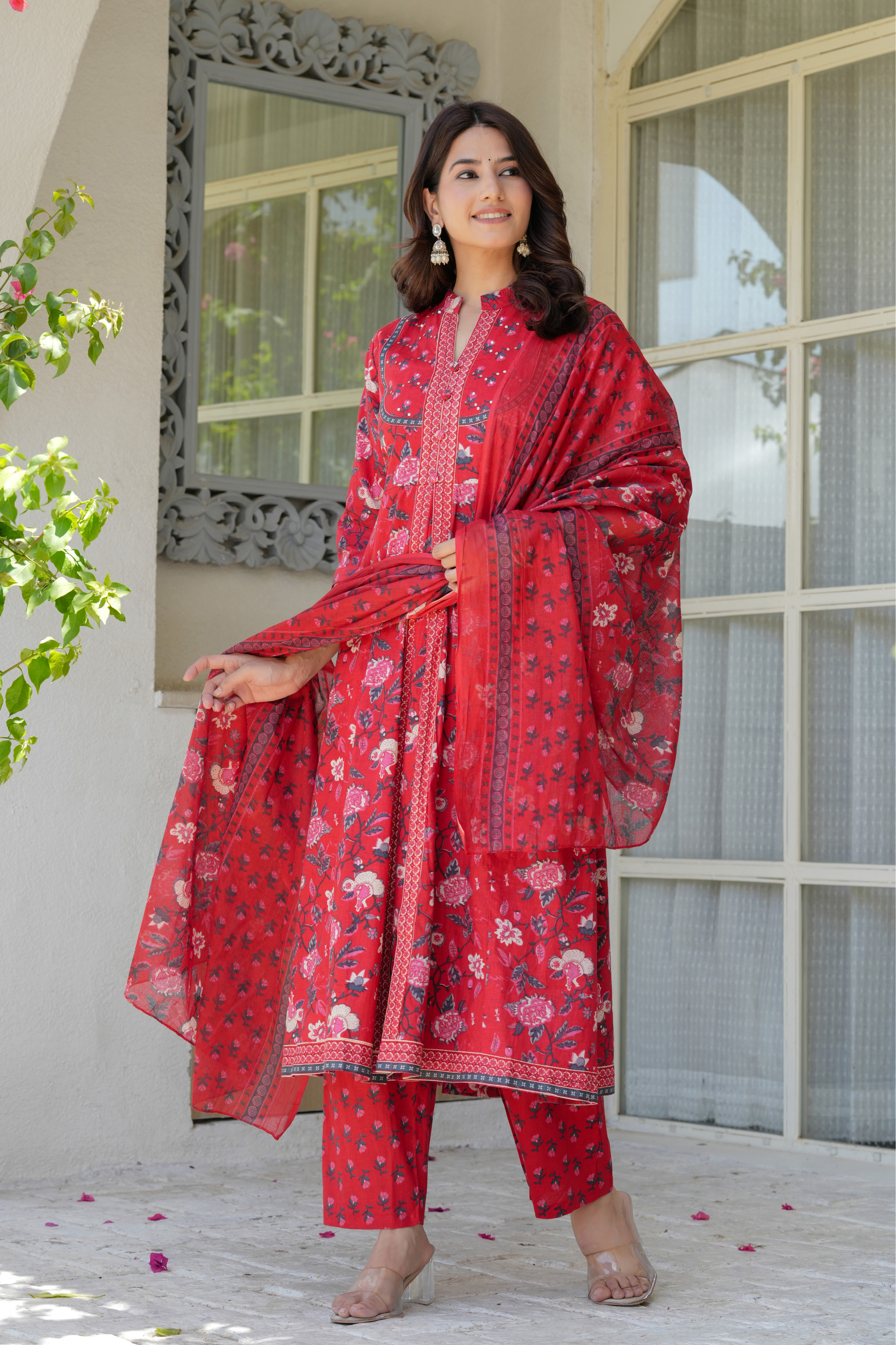 Flower Printed Three piece suit - Fasshion Hub india