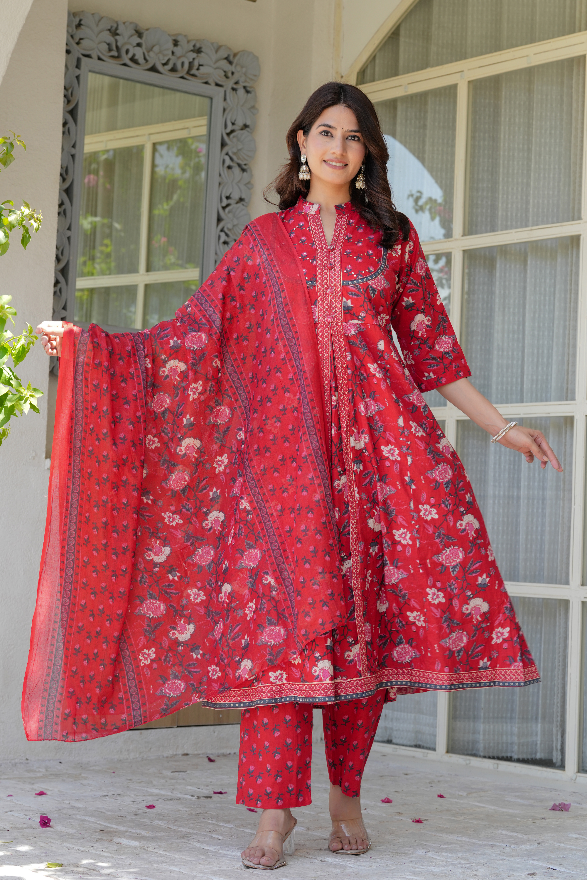 Flower Printed Three piece suit - Fasshion Hub india