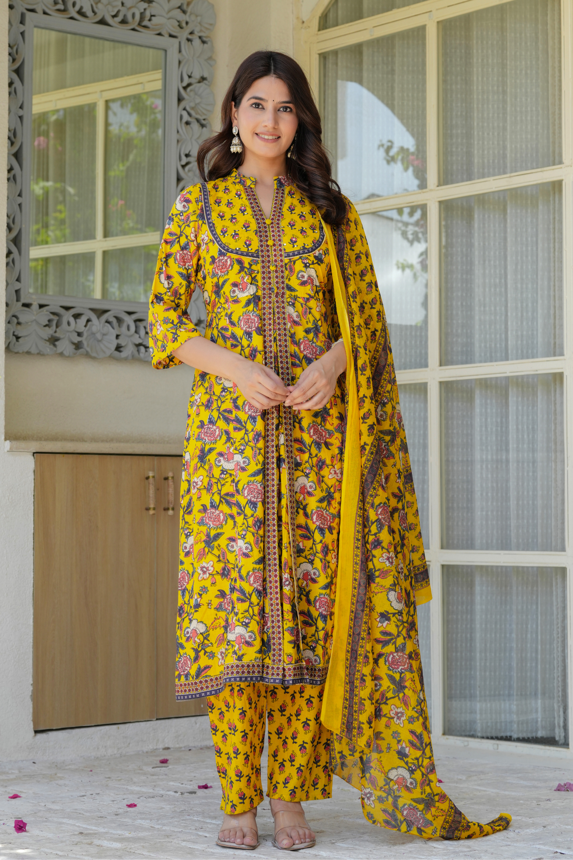 Flower Printed Three piece suit - Fasshion Hub india