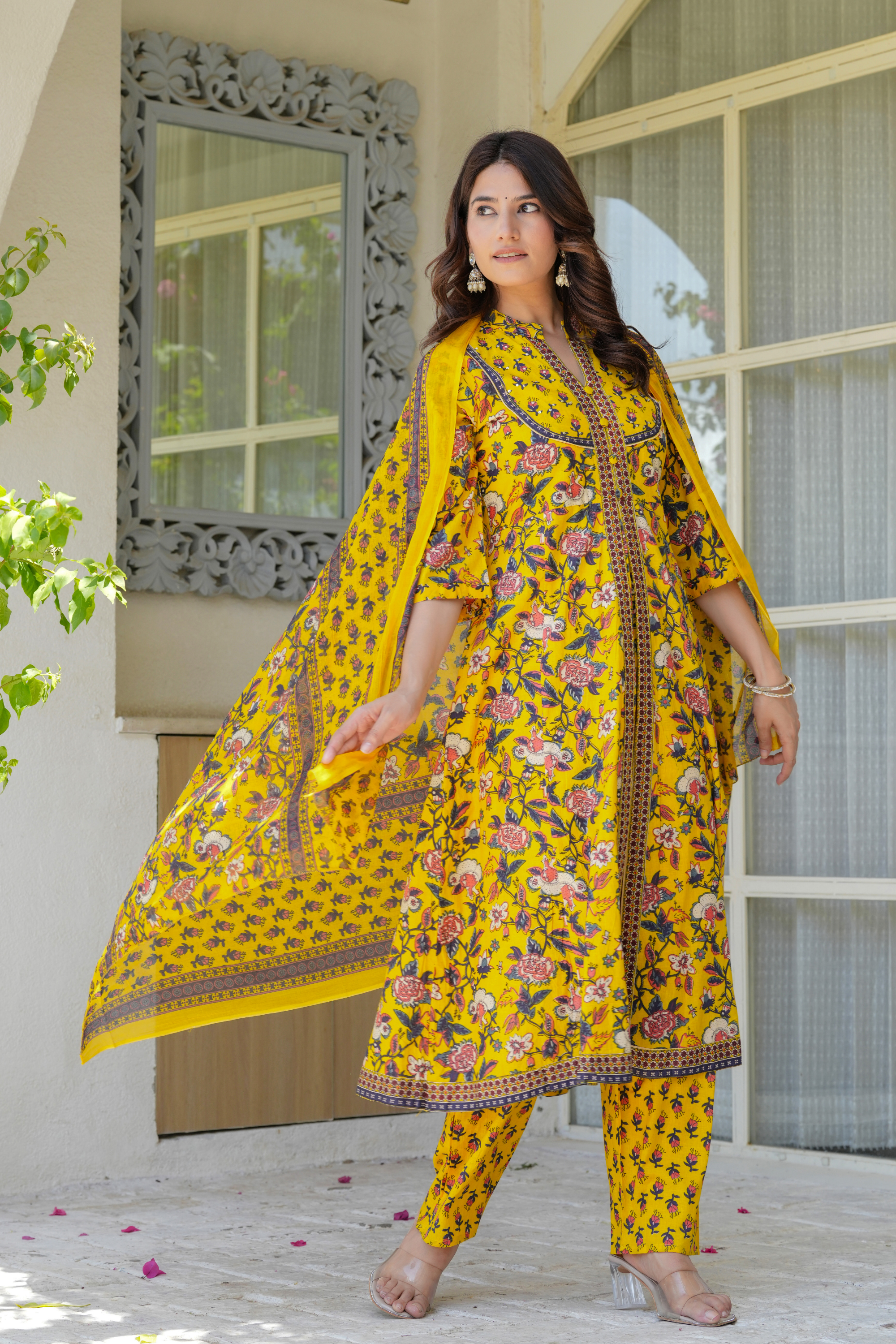 Flower Printed Three piece suit - Fasshion Hub india