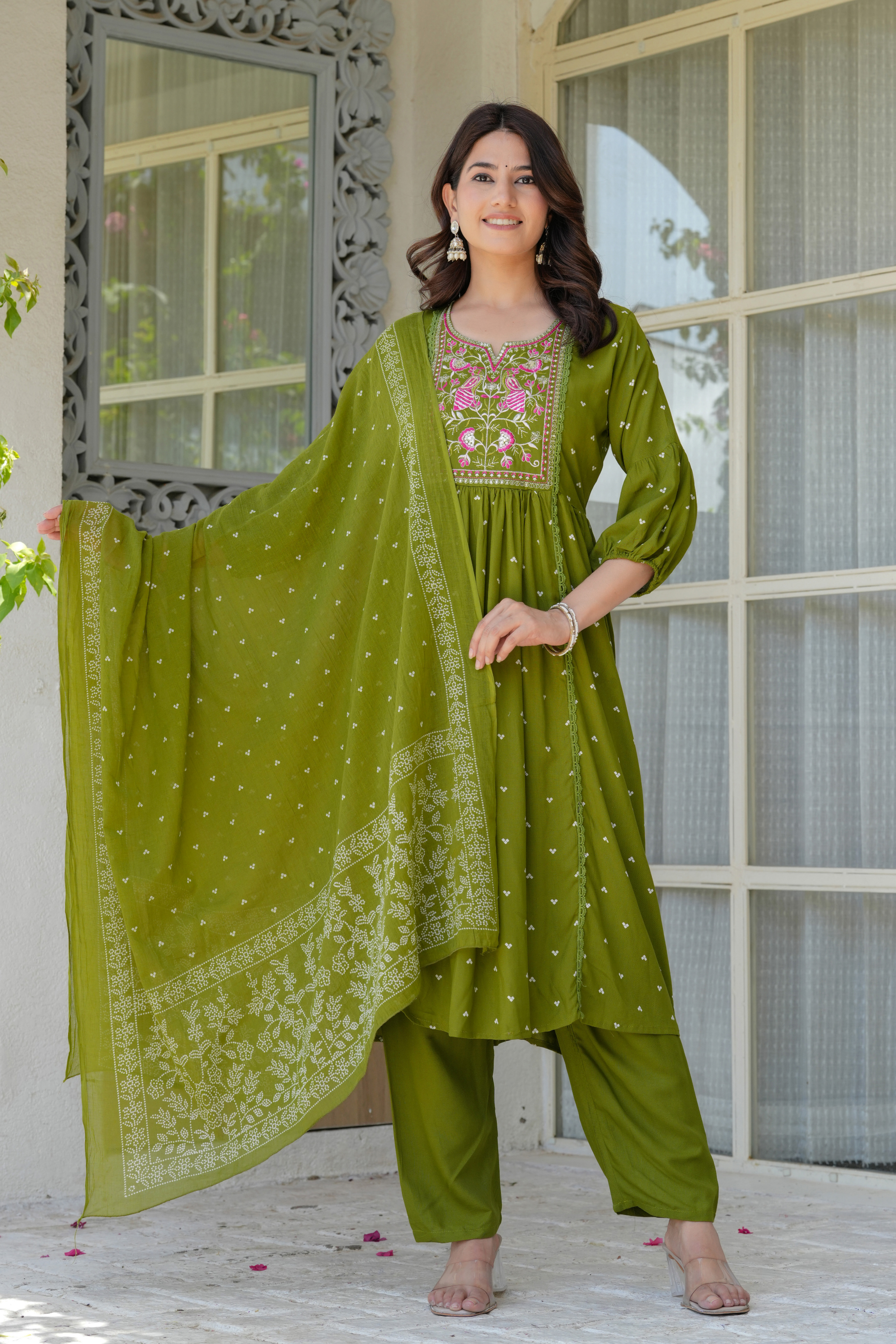 Neck Embroidered Kurta Set - Fasshion Hub india