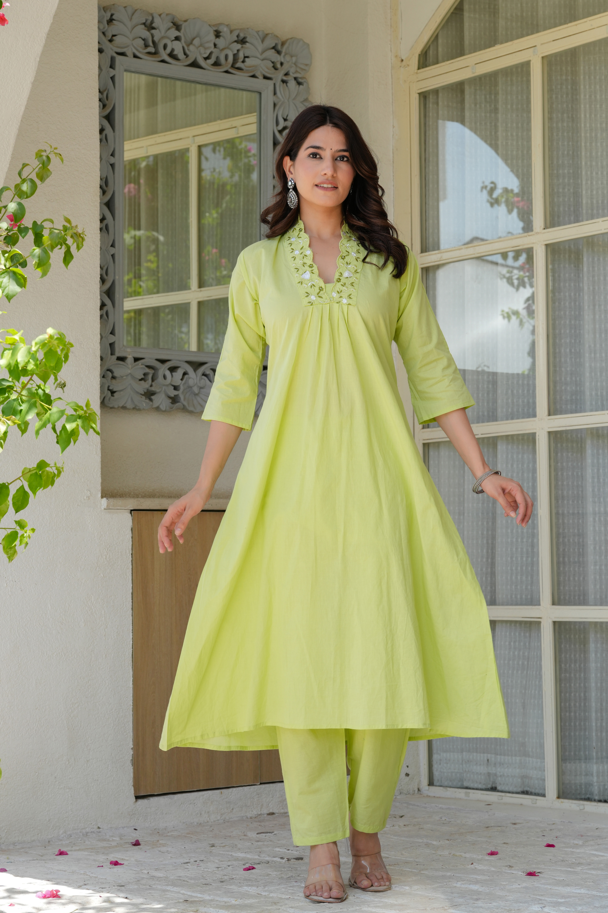 Lime Zest Anarkali Set - Fasshion Hub india