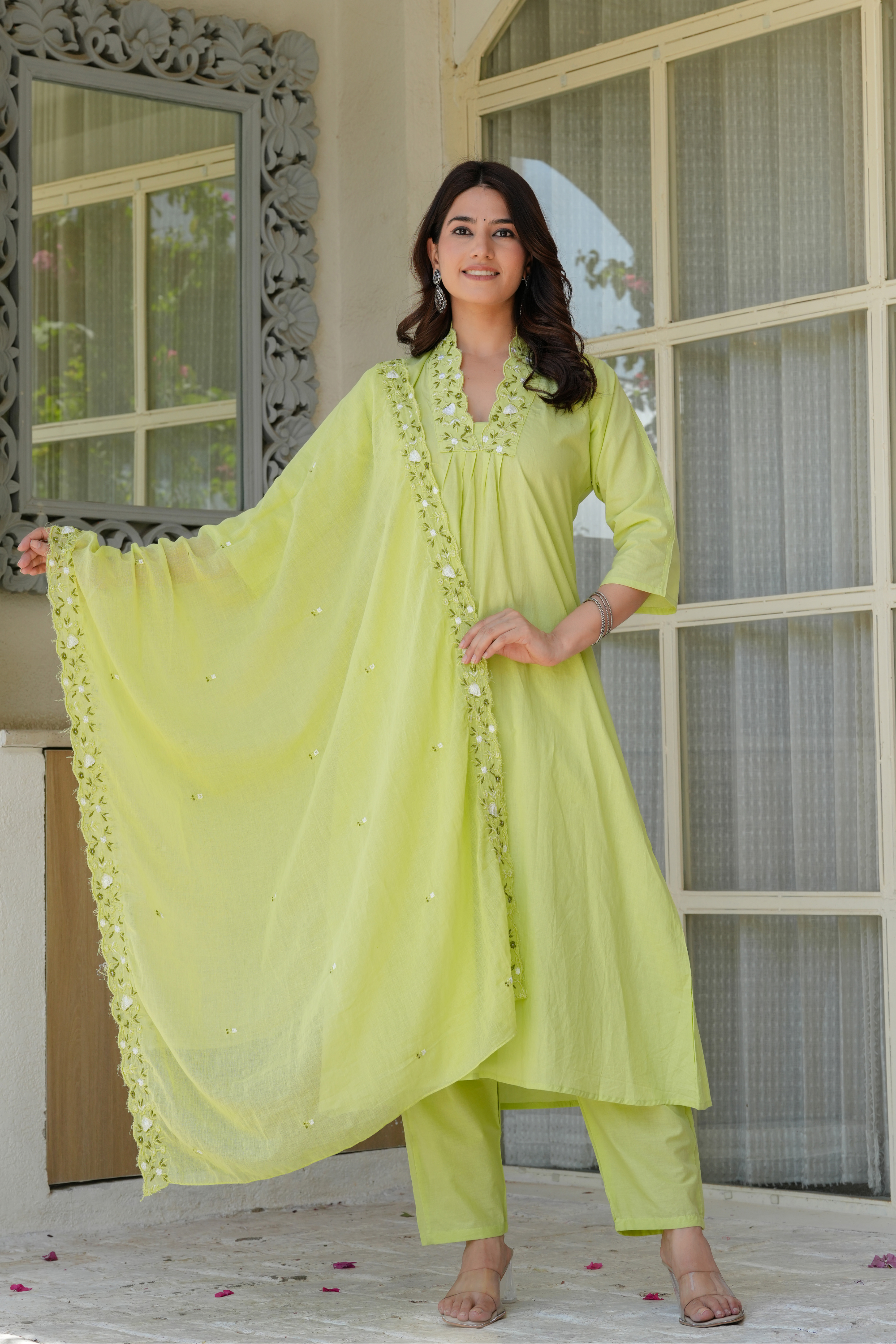 Lime Zest Anarkali Set - Fasshion Hub india