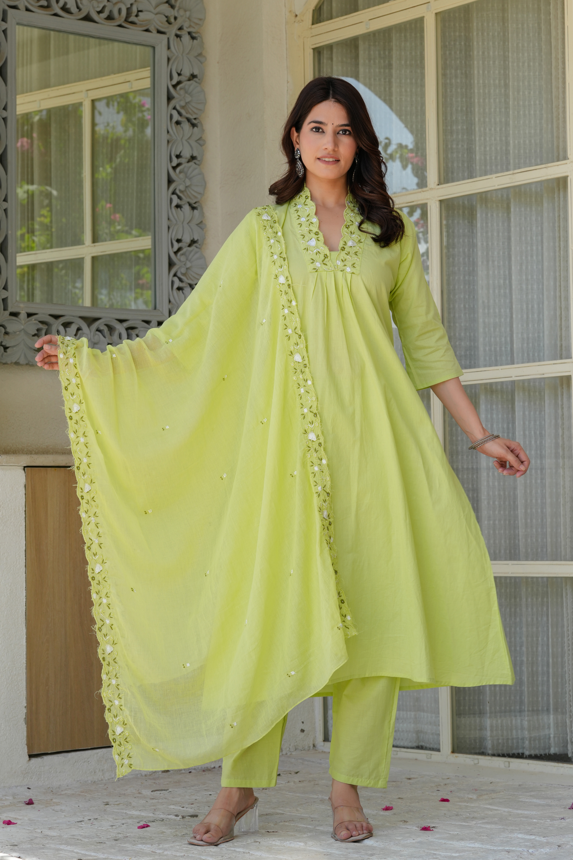Lime Zest Anarkali Set - Fasshion Hub india