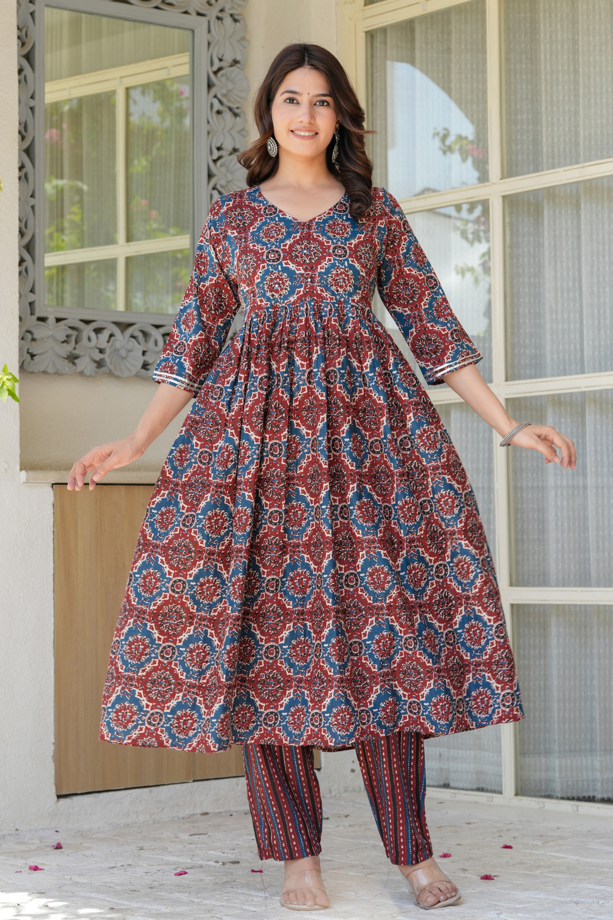 Printed Classic Anarkali with Dupatta - Fasshion Hub india