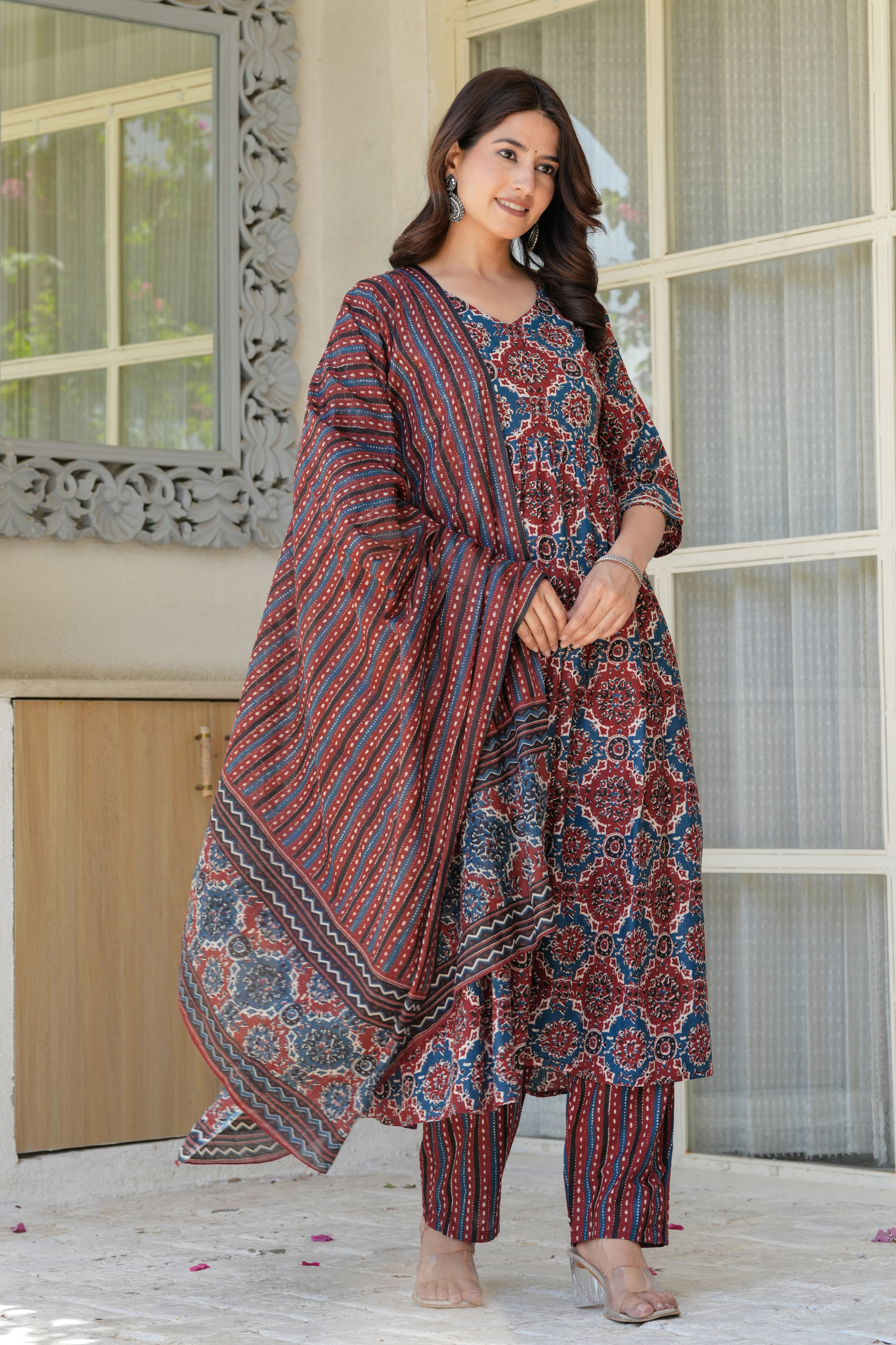 Printed Classic Anarkali with Dupatta - Fasshion Hub india