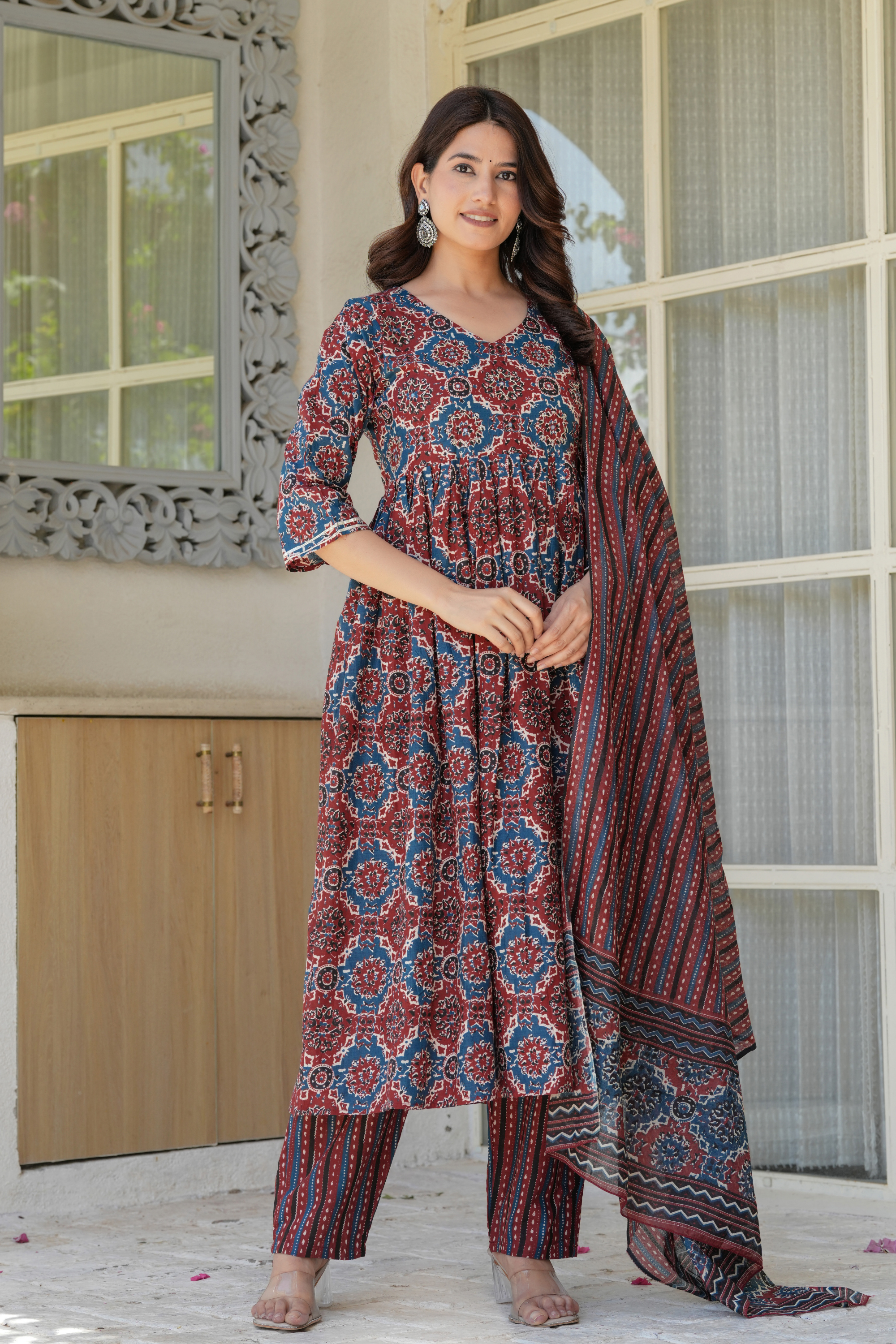 Printed Classic Anarkali with Dupatta - Fasshion Hub india