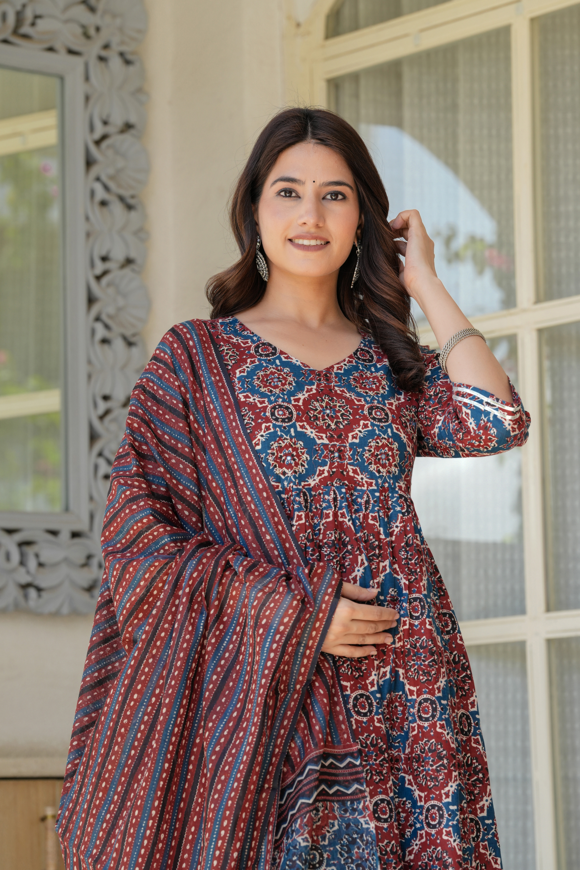 Printed Classic Anarkali with Dupatta - Fasshion Hub india