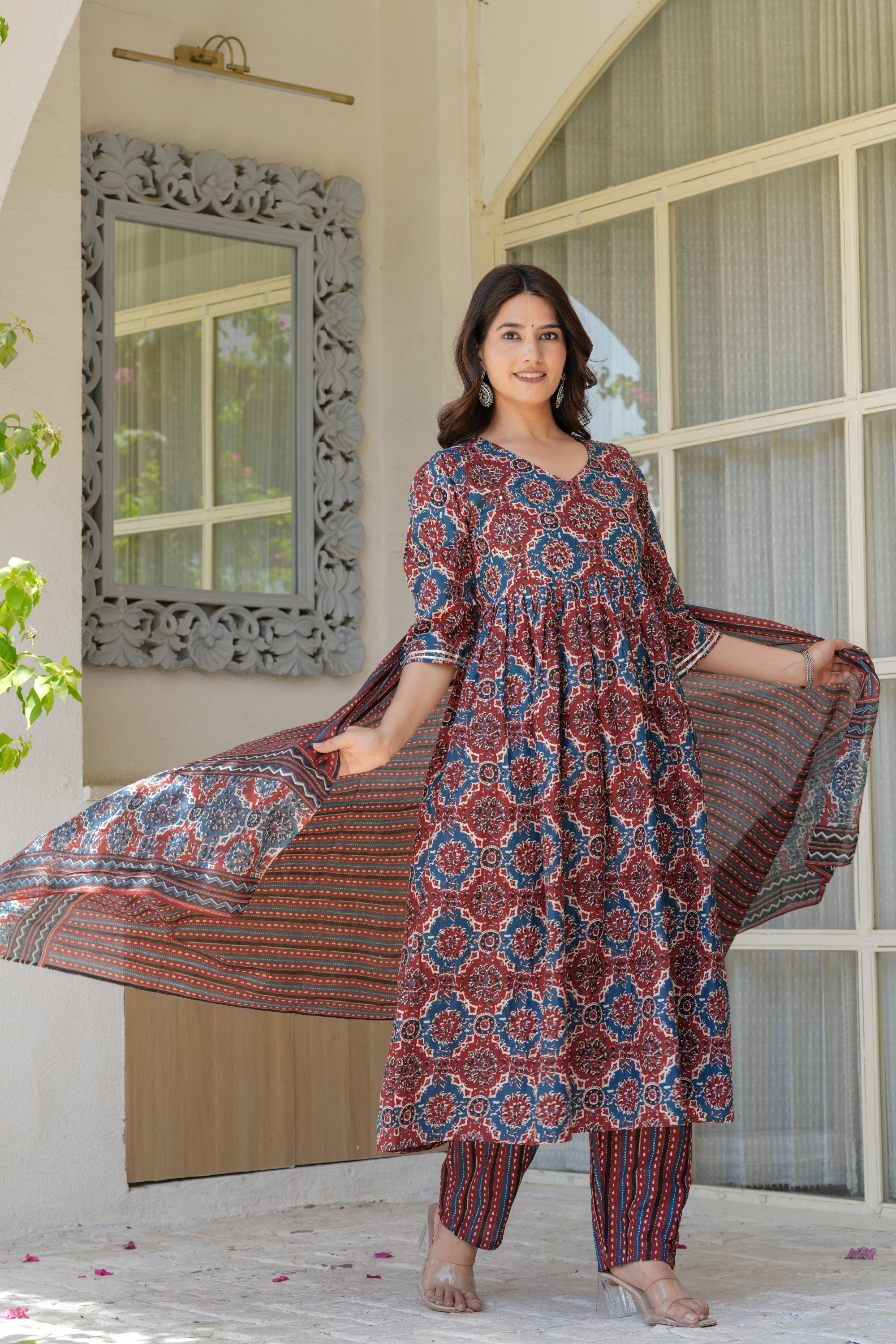 Printed Classic Anarkali with Dupatta - Fasshion Hub india