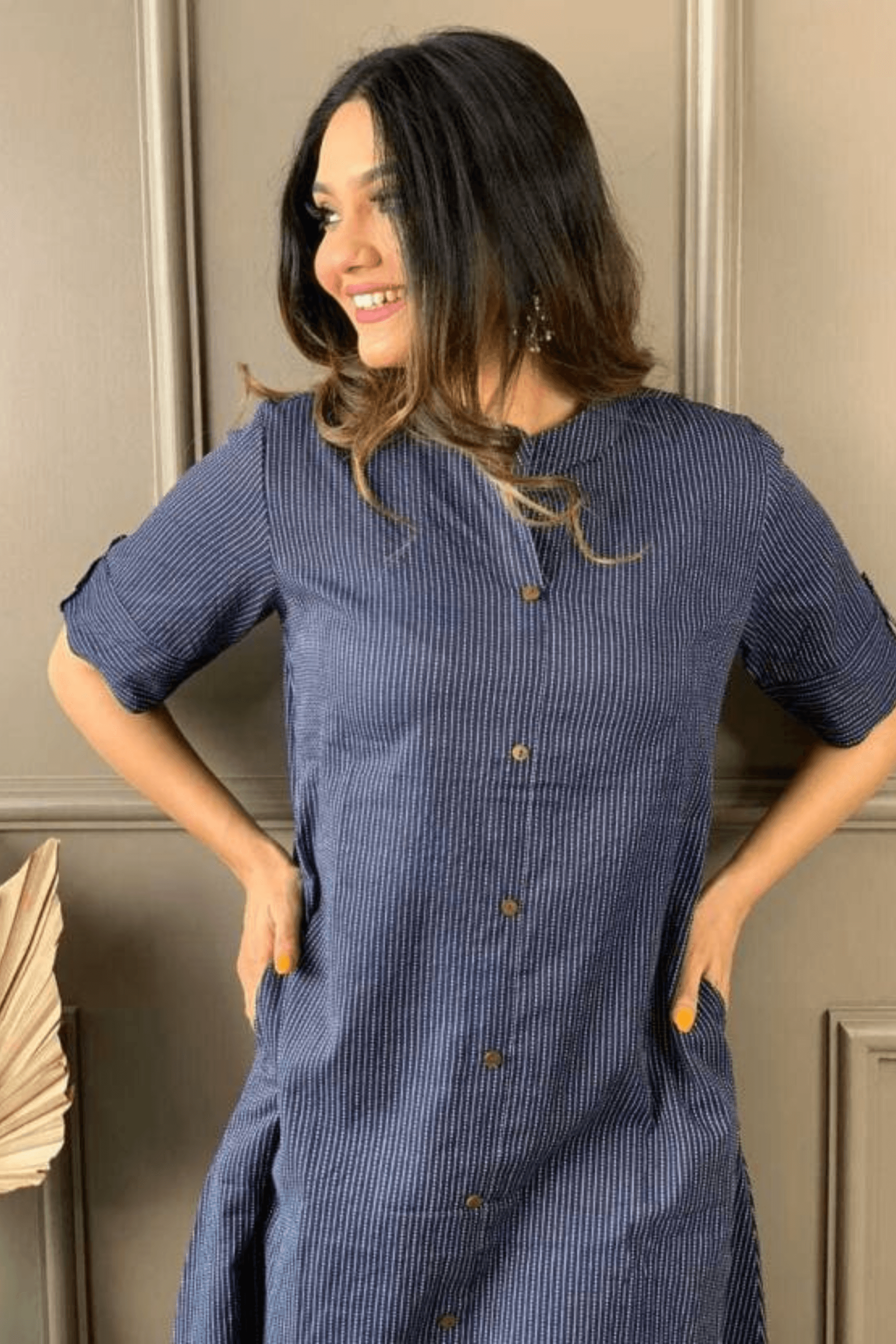 Blue Cotton Katha Kurta With Palazzo - Fasshion Hub india