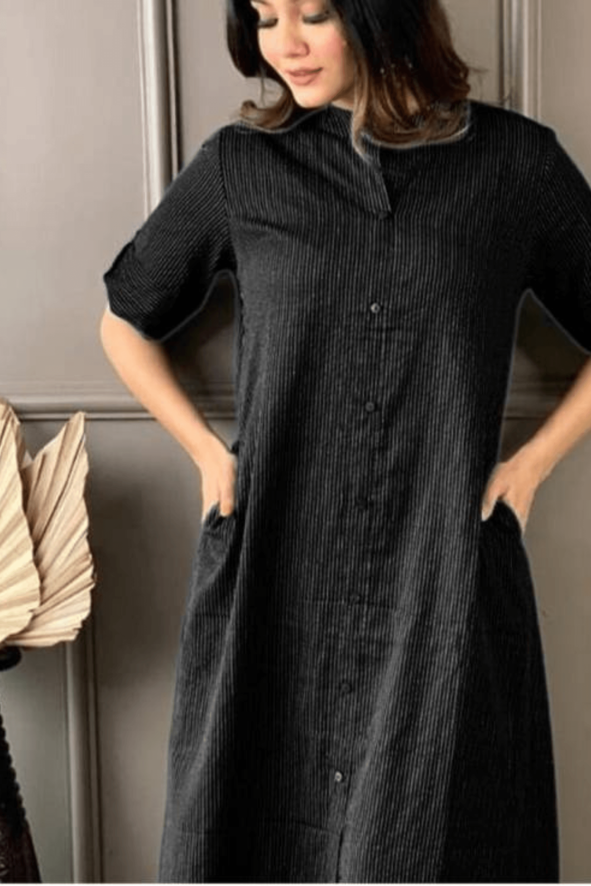 Black Cotton Katha Kurta With Palazzo - Fasshion Hub india